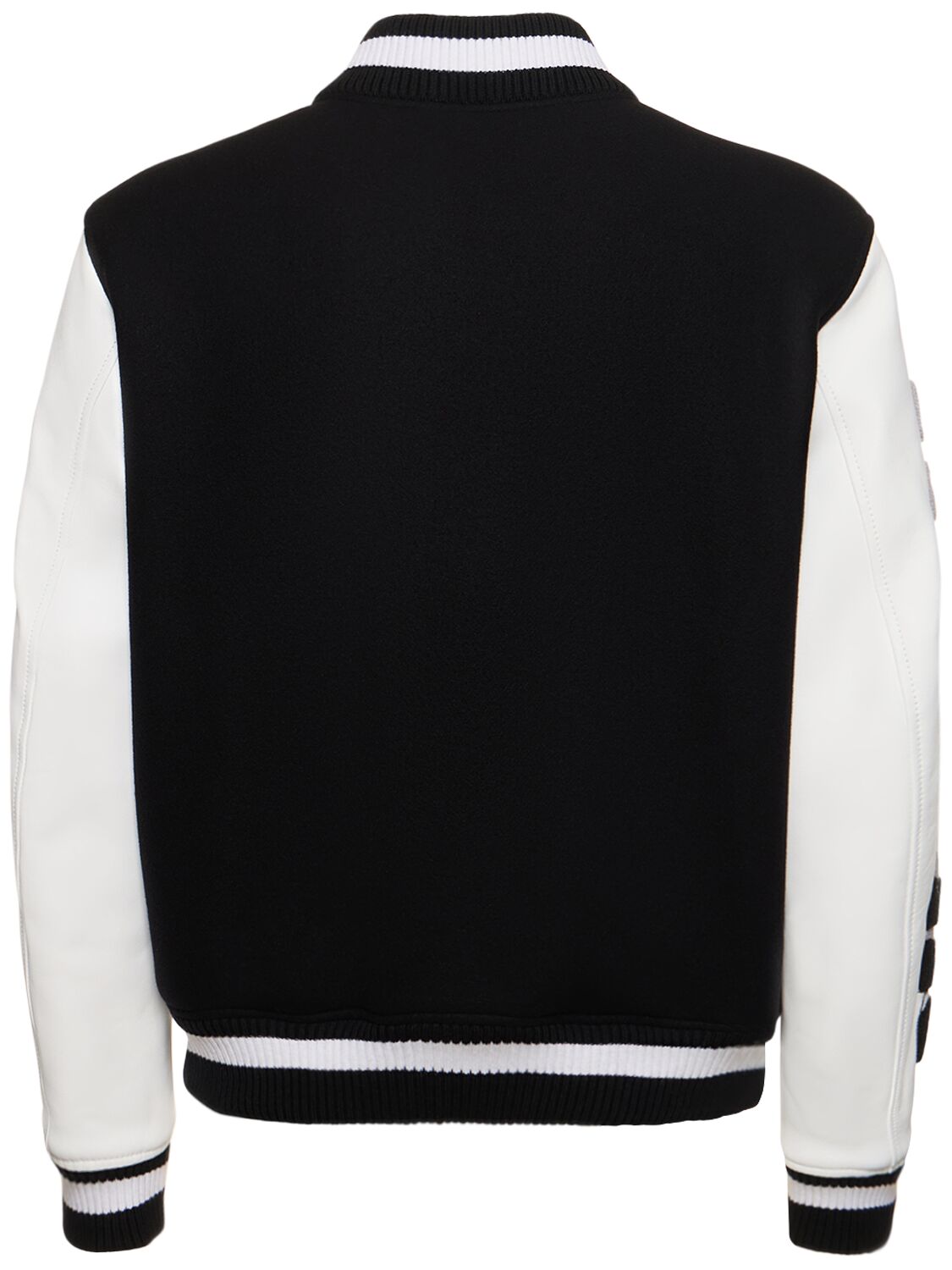 Shop Off-white Lea Wool Blend Varsity Jacket In Black,white