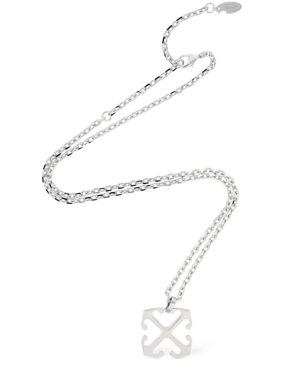 Shop Off-white Arrow Brass Pendant Necklace In Silver