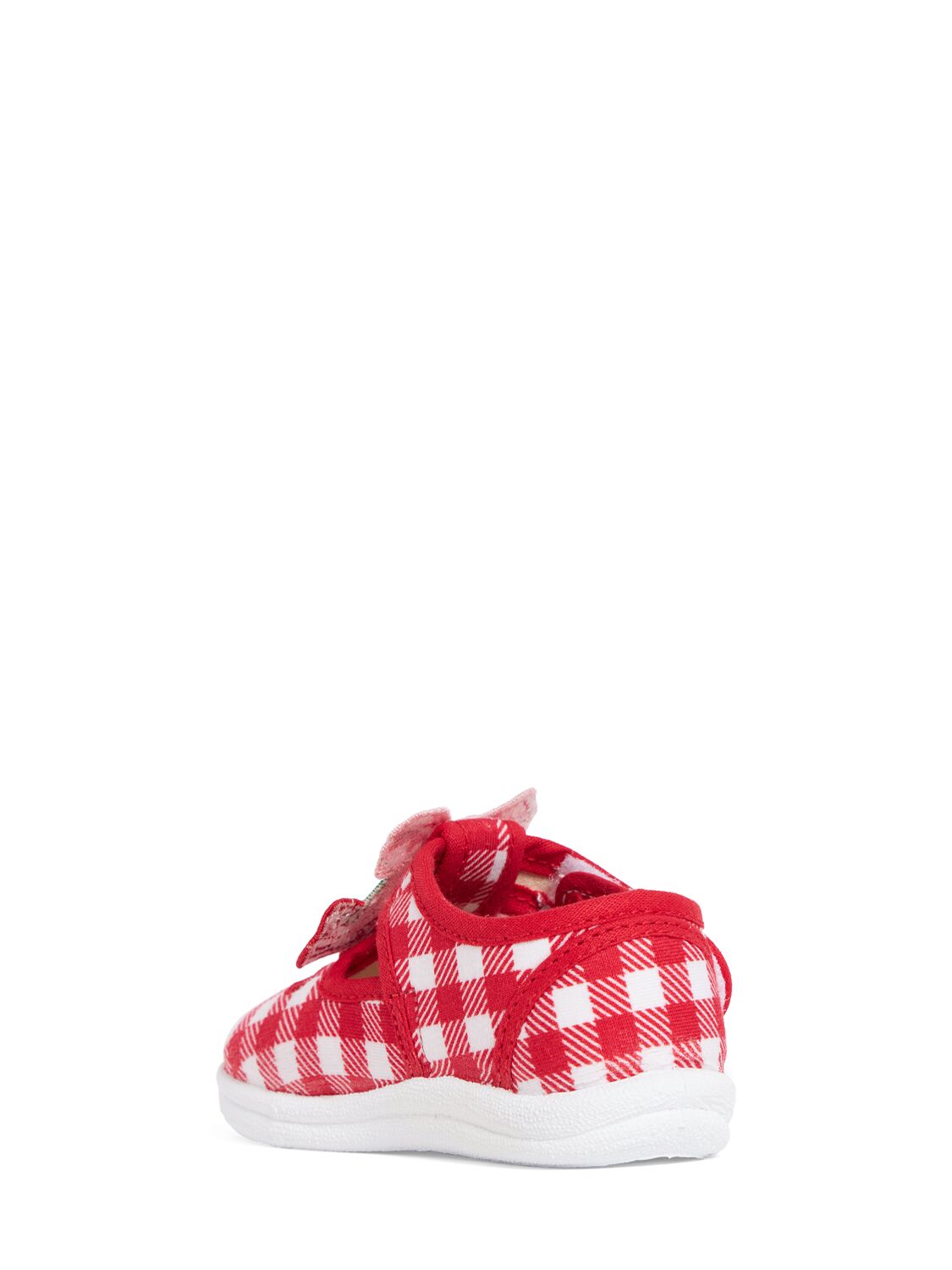 Shop Monnalisa Cotton Jersey Sandals W/bow In White,red