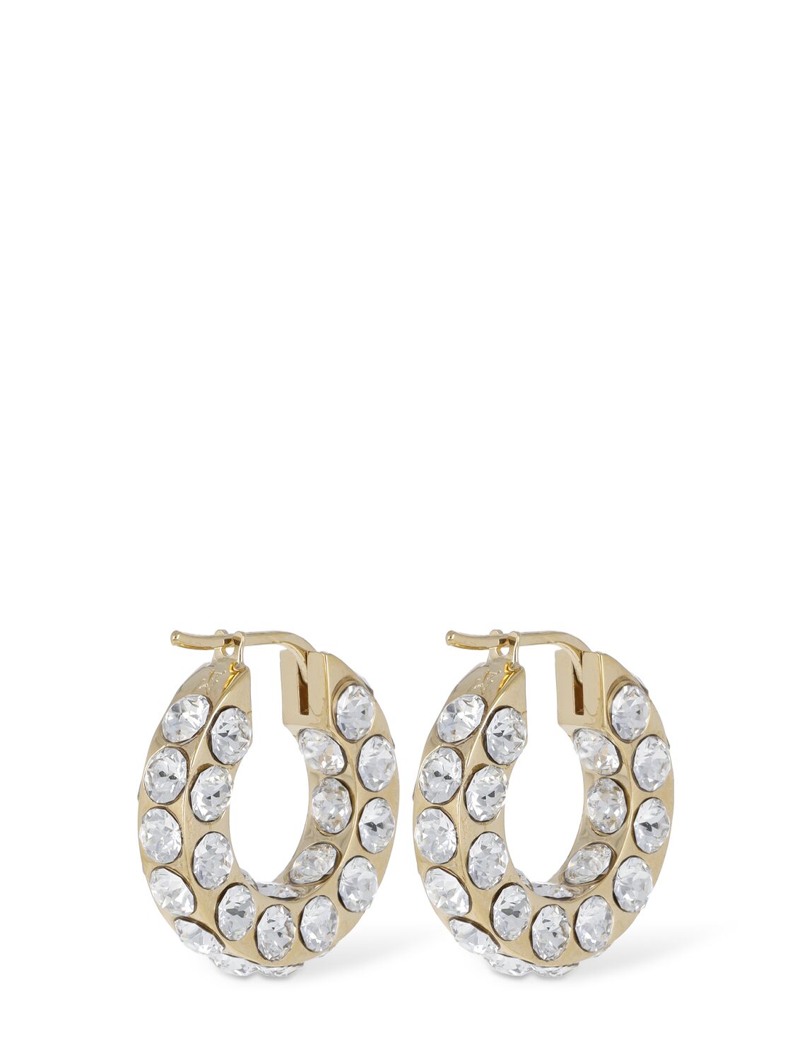 Shop Amina Muaddi Jah Small Crystal Hoop Earrings In Gold,kristall
