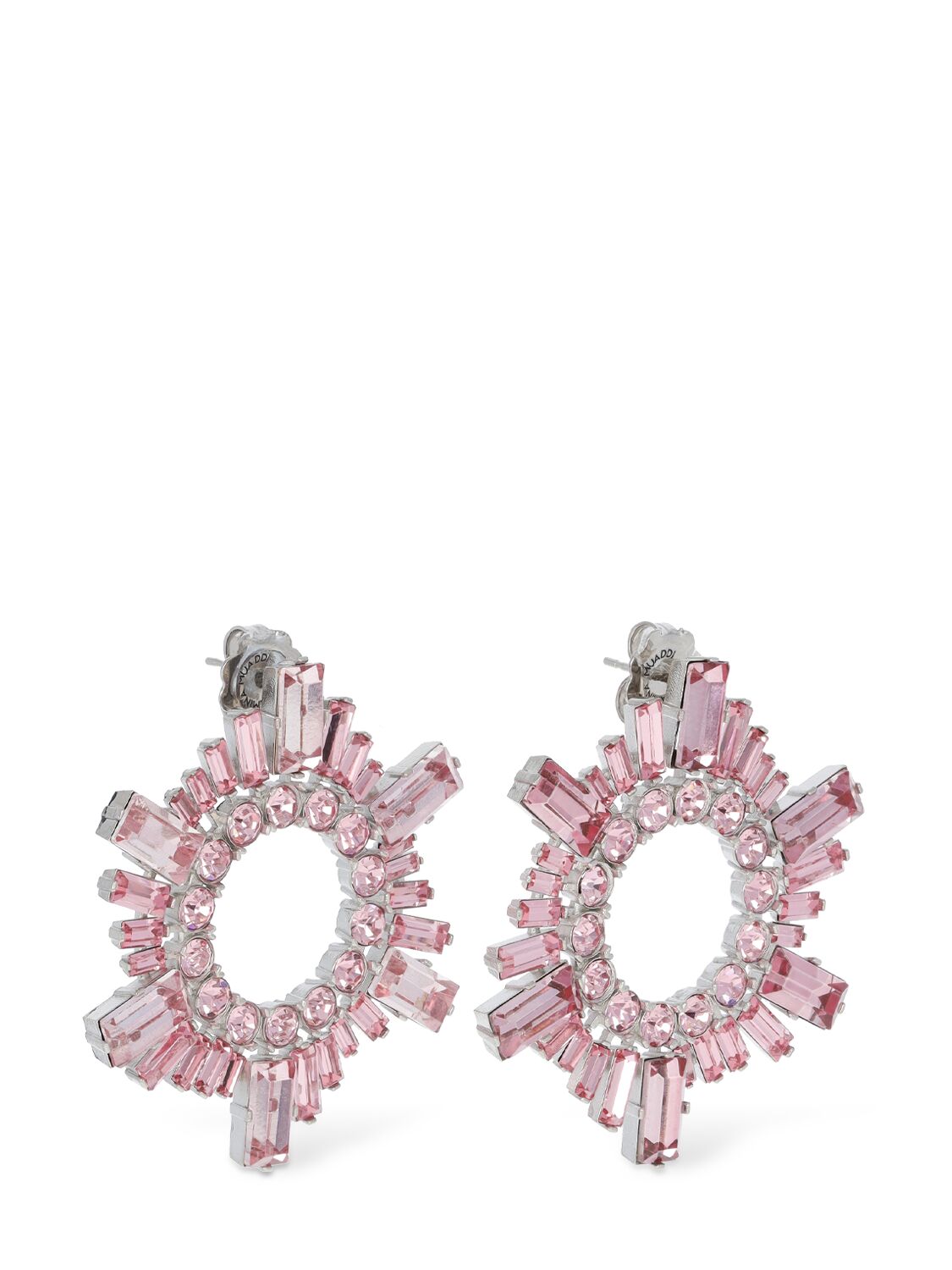 Shop Amina Muaddi Mini Begum Crystal Earrings In Pink,crystal