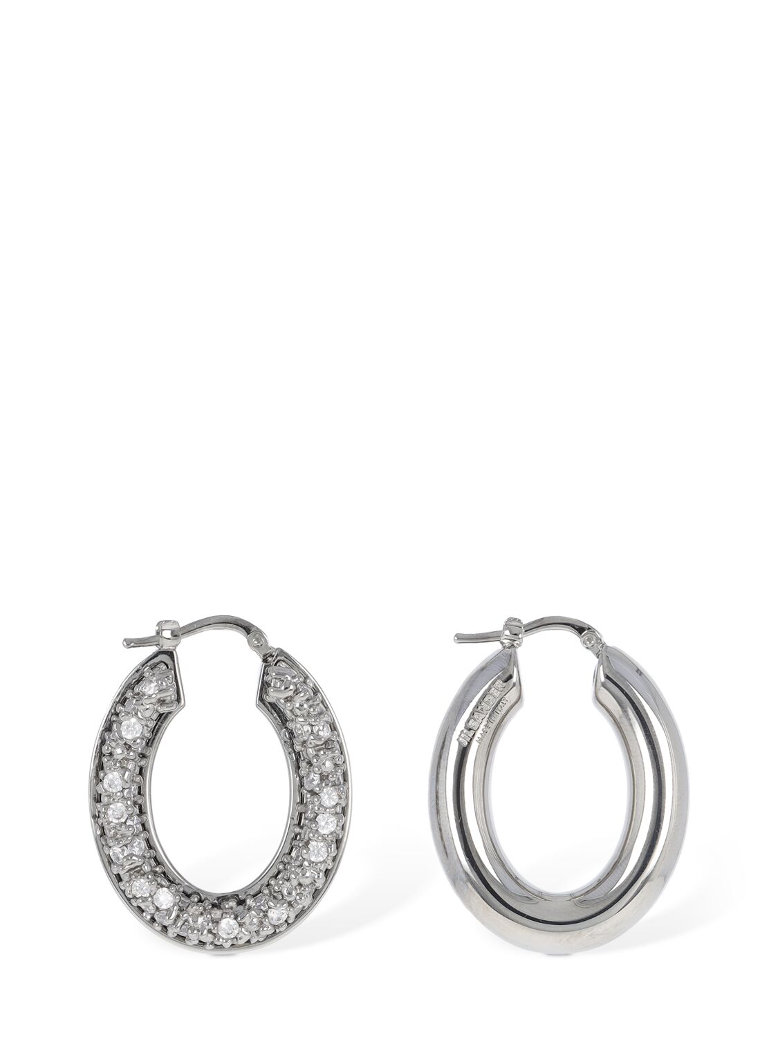 Jil Sander Bc1 Hoop 5 Zircon Earrings In Silver