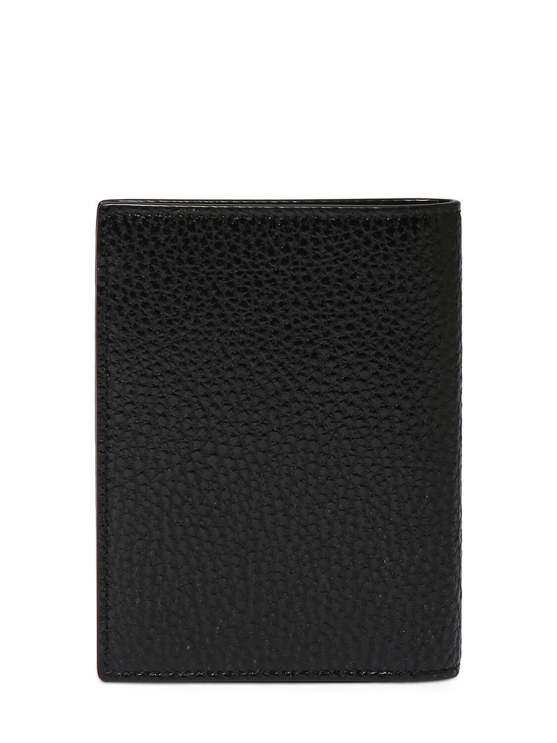 Shop Saint Laurent Tiny Cassandre Leather Card Wallet In Black