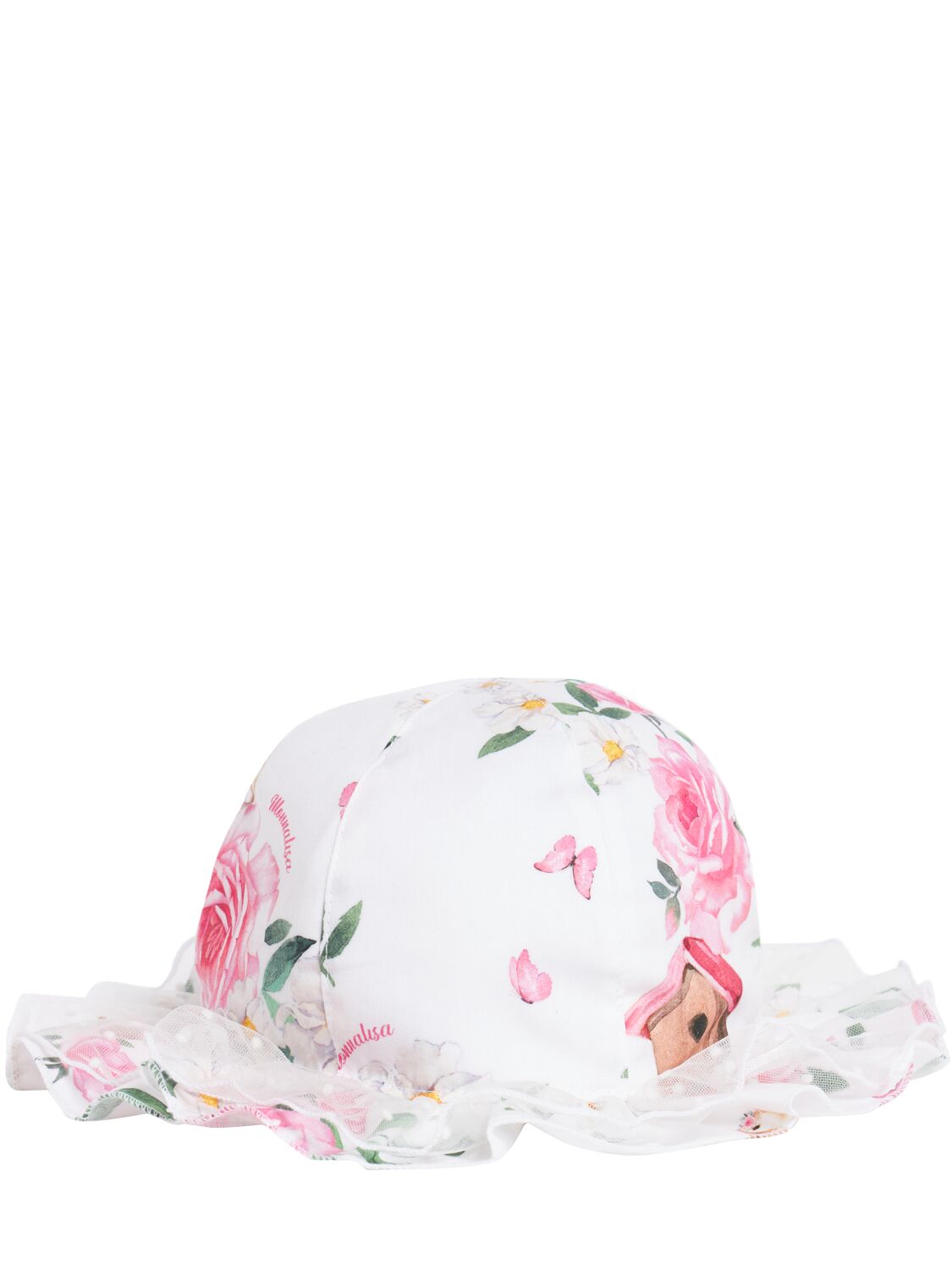 Shop Monnalisa Printed Cotton Poplin Hat In White
