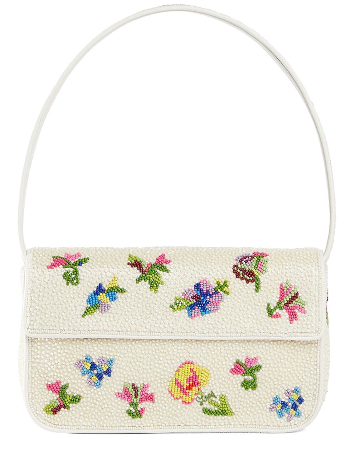 Shop Staud Tommy Beaded Shoulder Bag In First Bloom Day