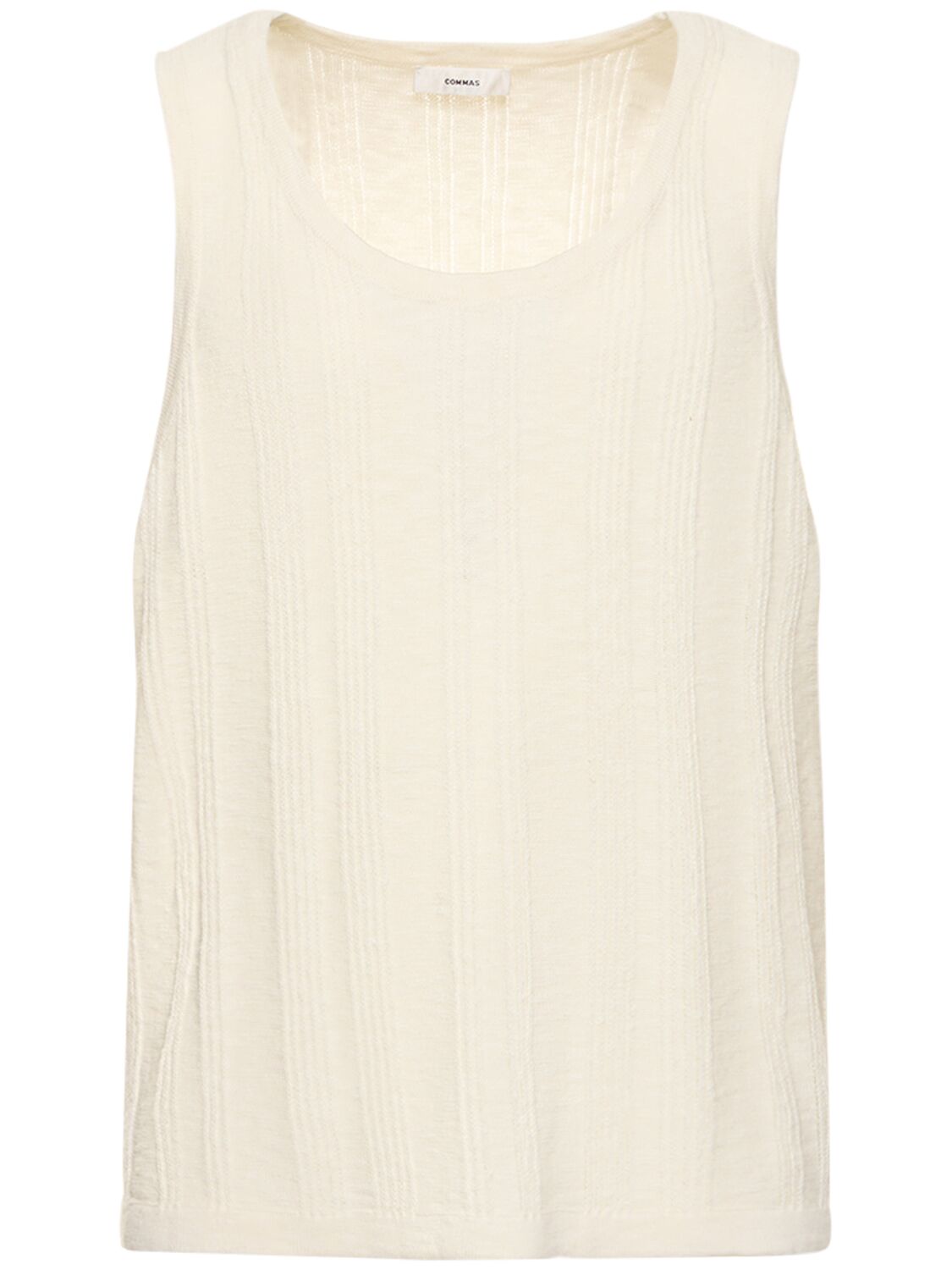 Commas Textured Knit Tank Top In Off-white