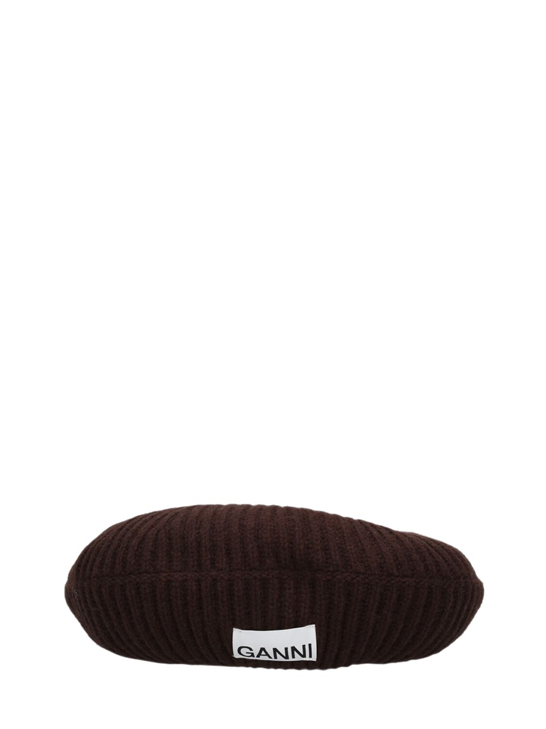 Image of Structured Wool Blend Ribbed Beret