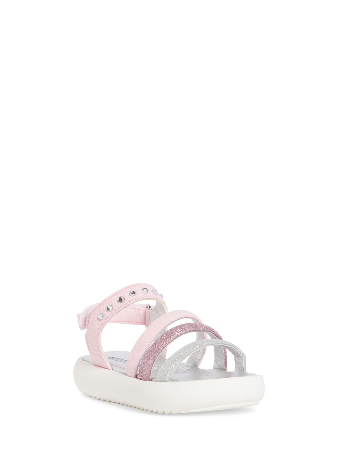 MONNALISA GLITTERED DENIM SANDALS 