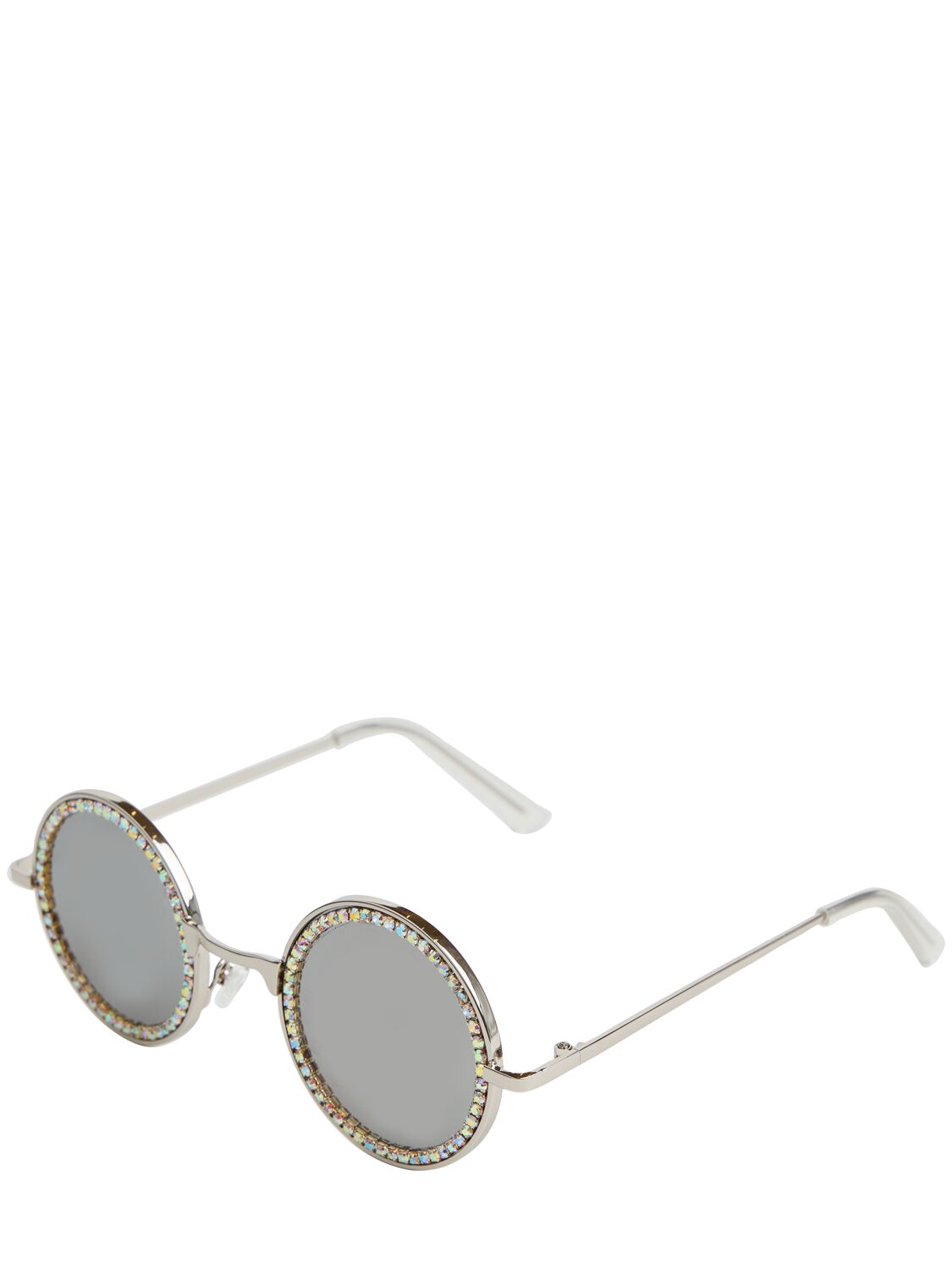Shop Monnalisa Embellished Round Sunglasses In Silver