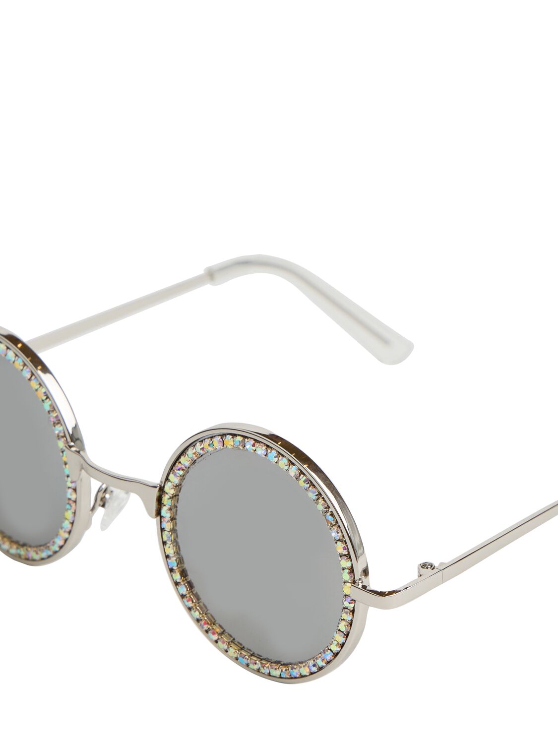 Shop Monnalisa Embellished Round Sunglasses In Silver