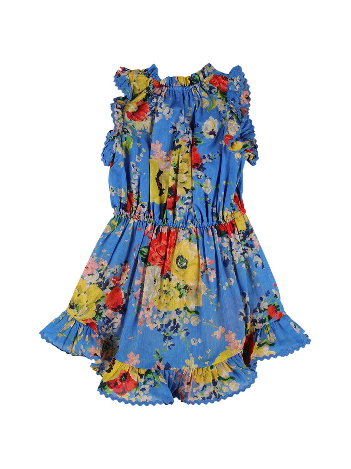 Shop Zimmermann Printed Cotton Muslin Dress In Blue,multi