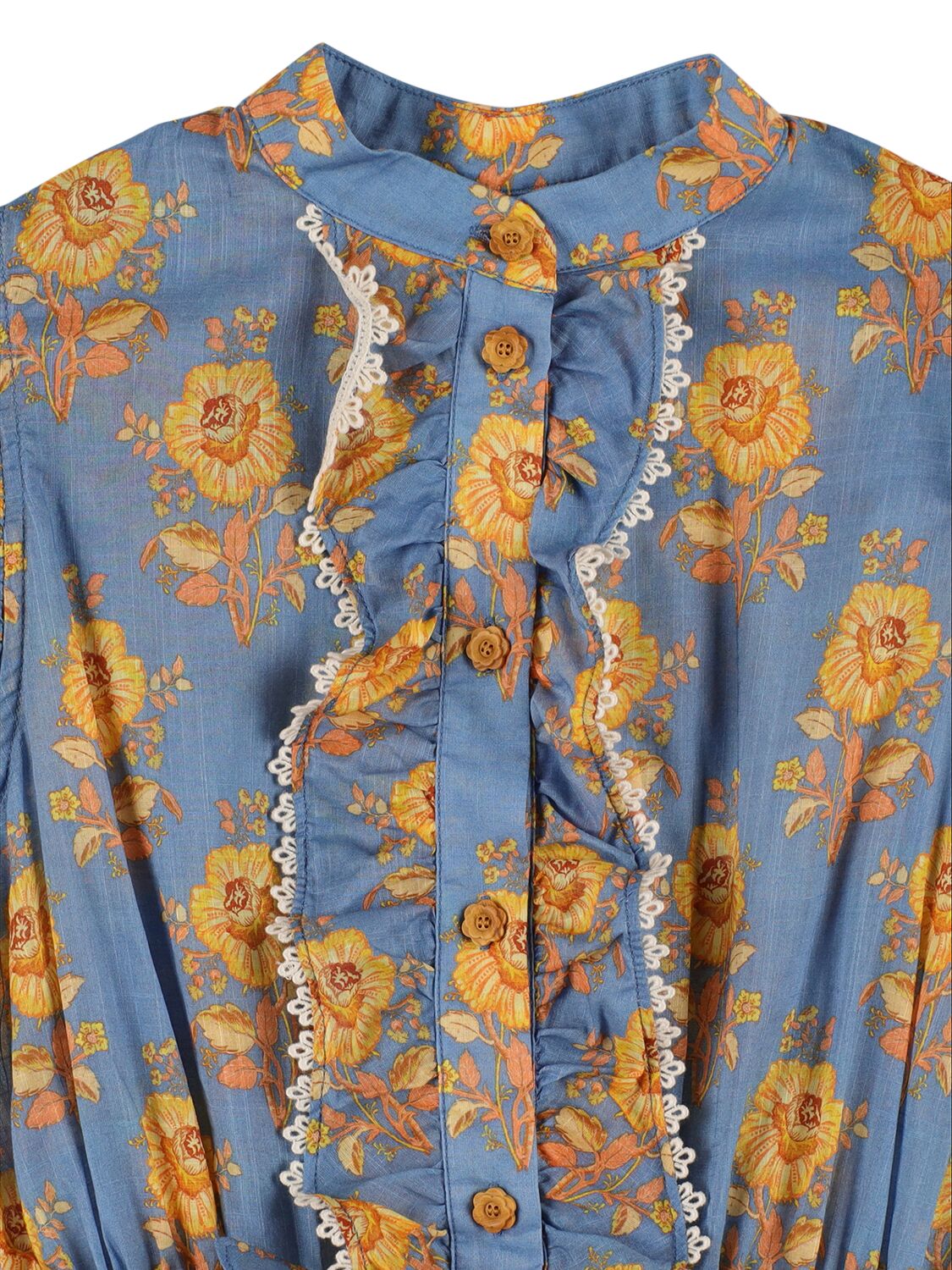 Shop Zimmermann Floral Print Cotton Muslin Playsuit In Blue,multi