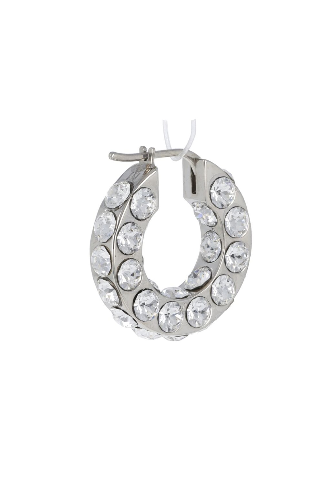 Shop Amina Muaddi Jah Small Crystal Hoop Earrings In Silver