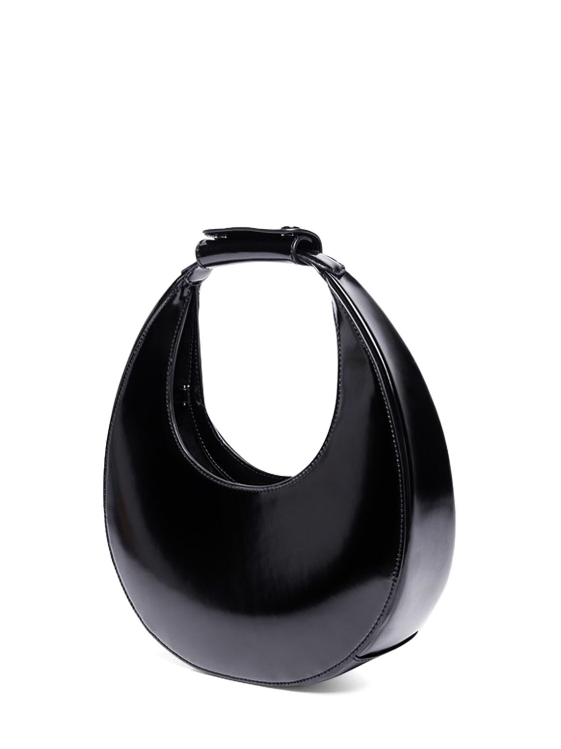 Shop Staud Mini Moon Leather Top Handle Bag In Black
