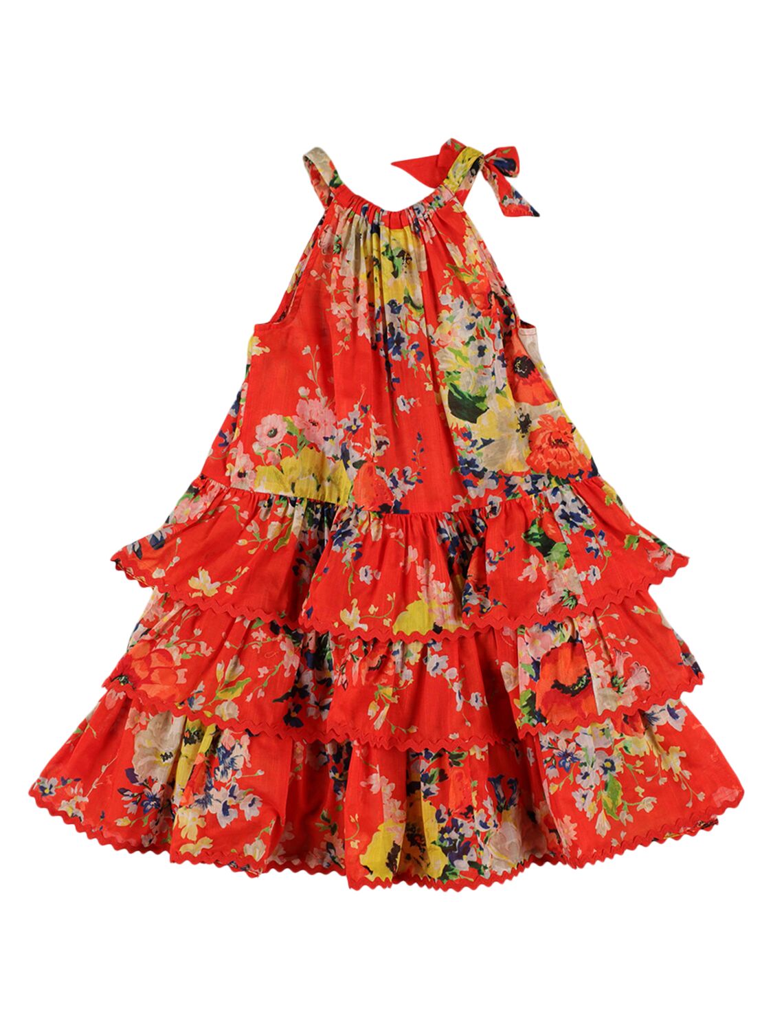 Shop Zimmermann Printed Cotton Muslin Dress In Red,multi