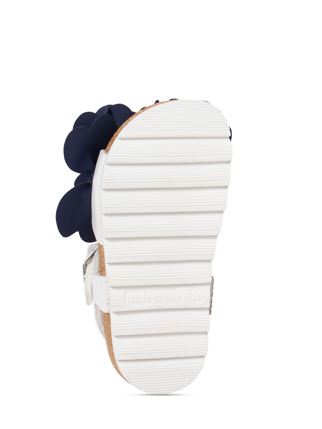 Shop Monnalisa Sandals W/flower & Glitter In Navy,white