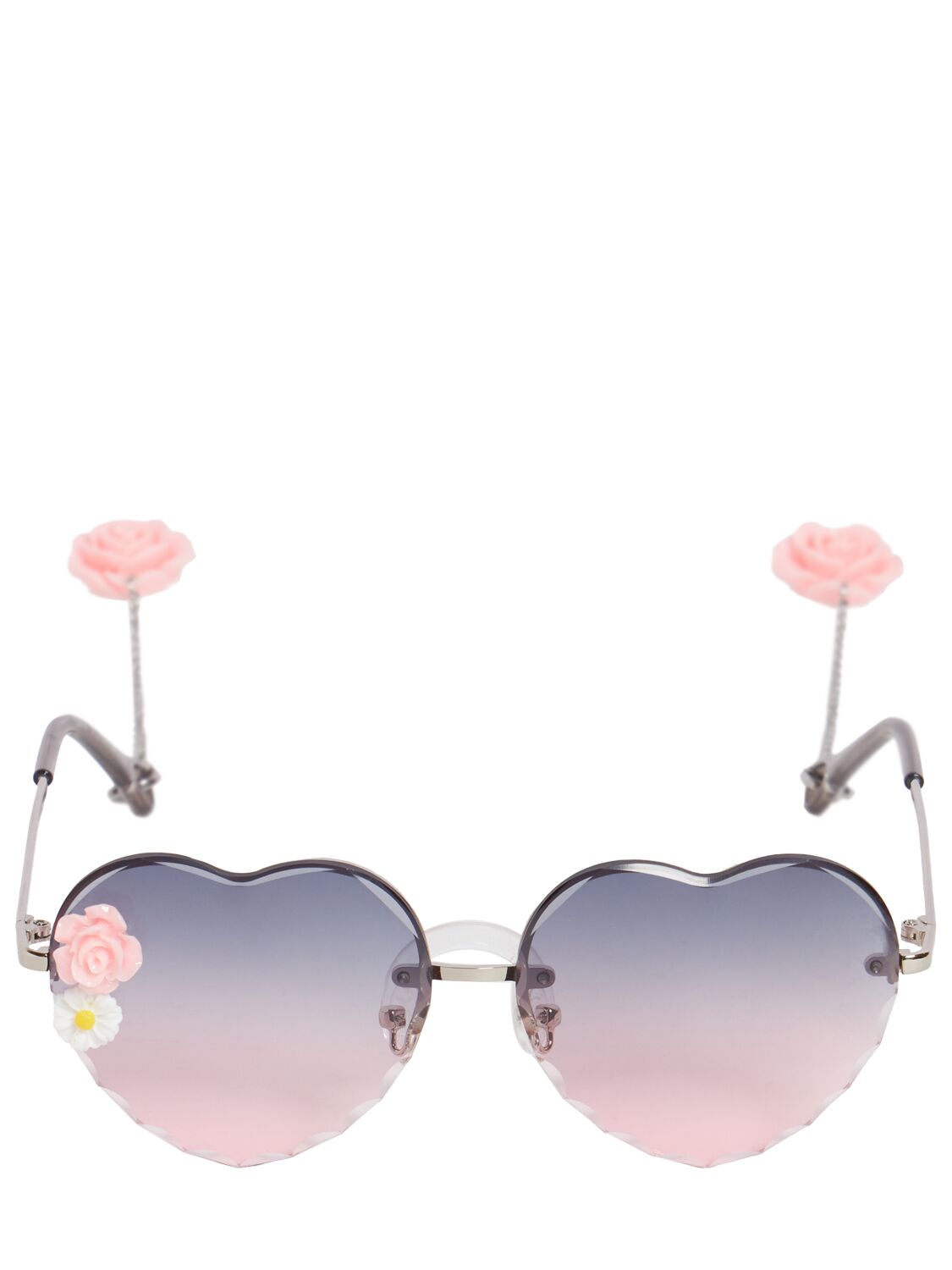 Monnalisa Kids' Embellished Heart Sunglasses In 多色