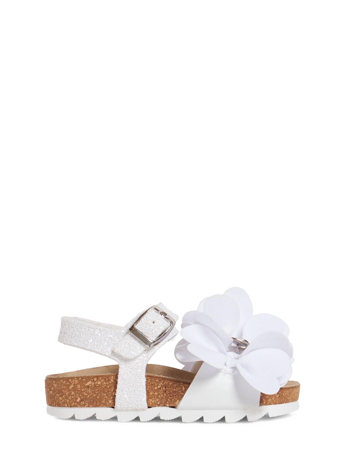 Monnalisa Kids' Sandals W/flower & Glitter In White