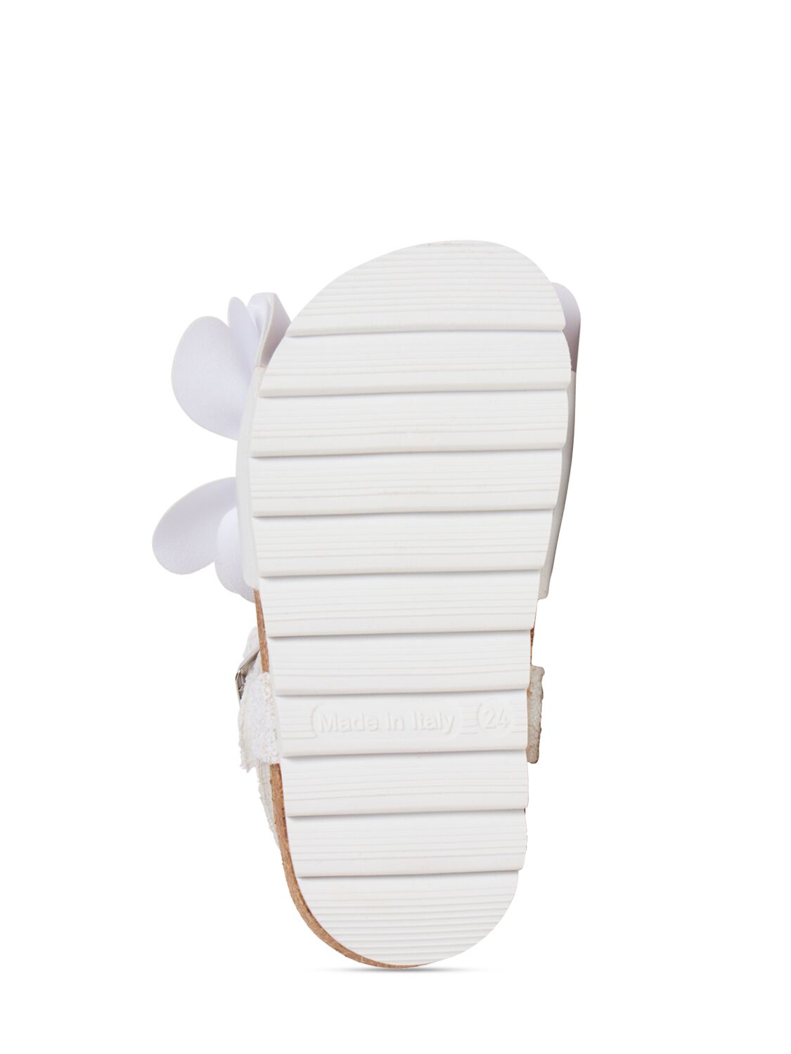 Shop Monnalisa Sandals W/flower & Glitter In White