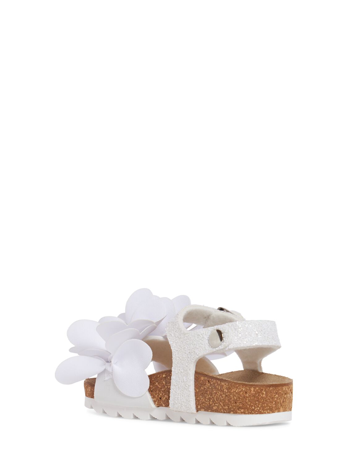 Shop Monnalisa Sandals W/flower & Glitter In White