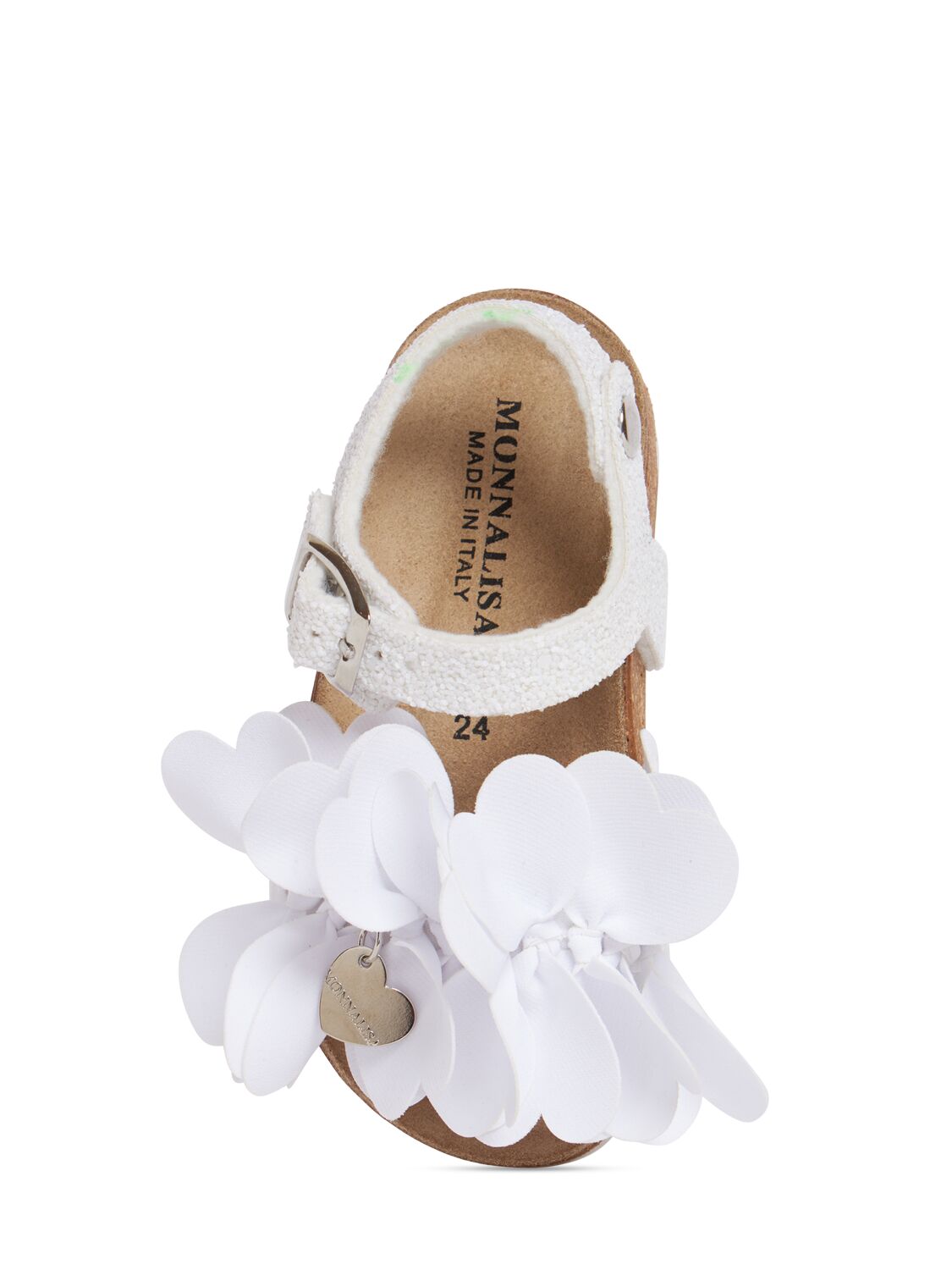 Shop Monnalisa Sandals W/flower & Glitter In White