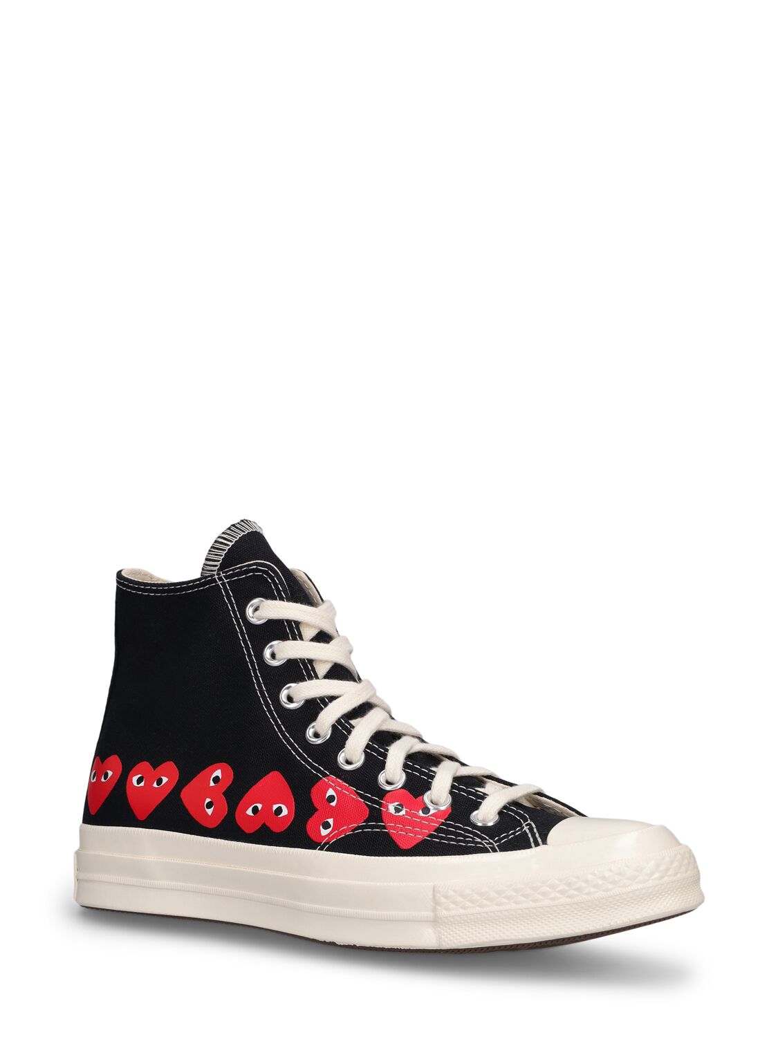 Shop Comme Des Garçons Play Converse Canvas High Top Sneakers In Black