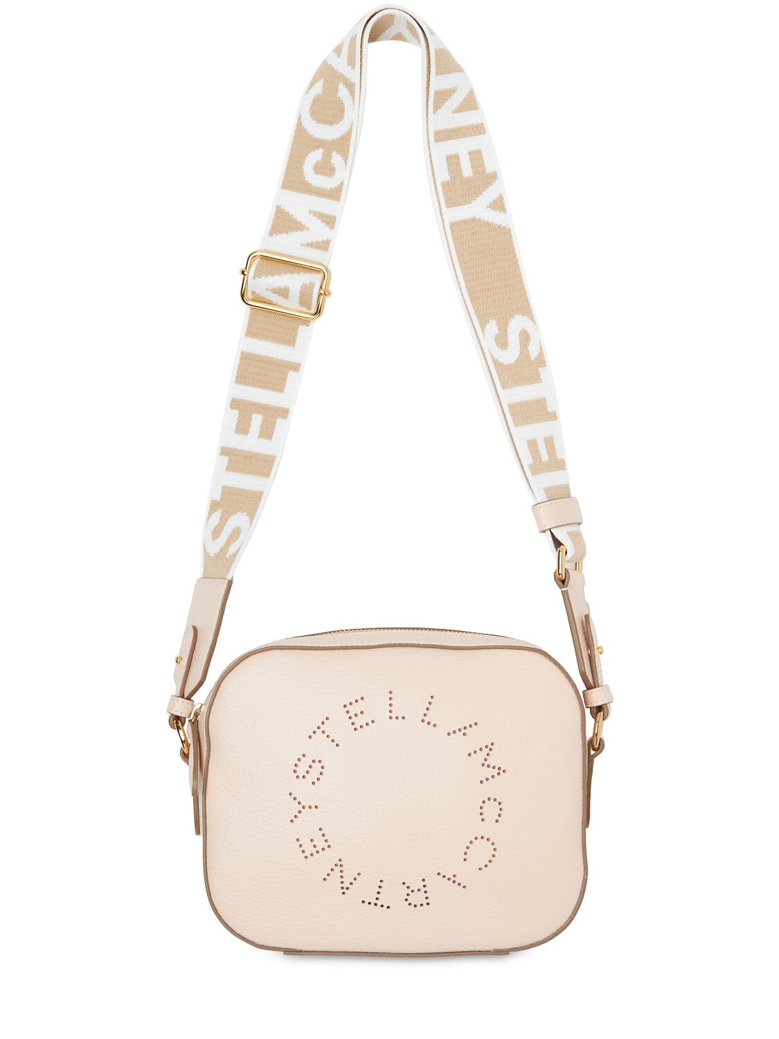 Shop Stella Mccartney Small Embossed Faux Leather Camera Bag In Ballet Pink