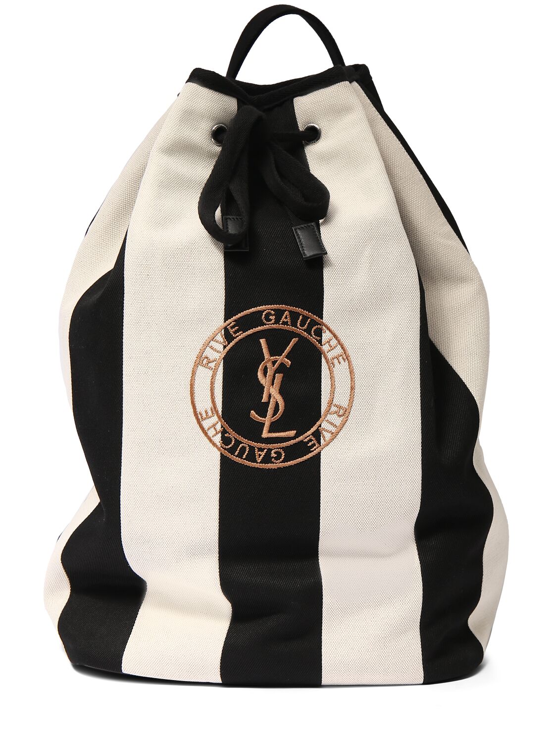 Saint Laurent Rive Gauche Cotton & Linen Body Bag In White,black