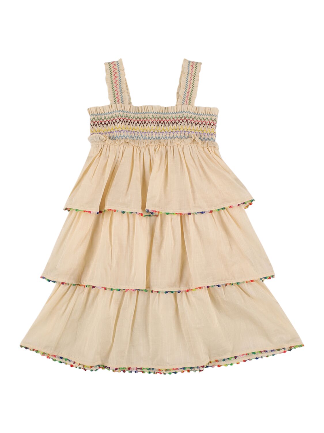 Zimmermann Kids' Floral Print Cotton Muslin Dress In Off-white