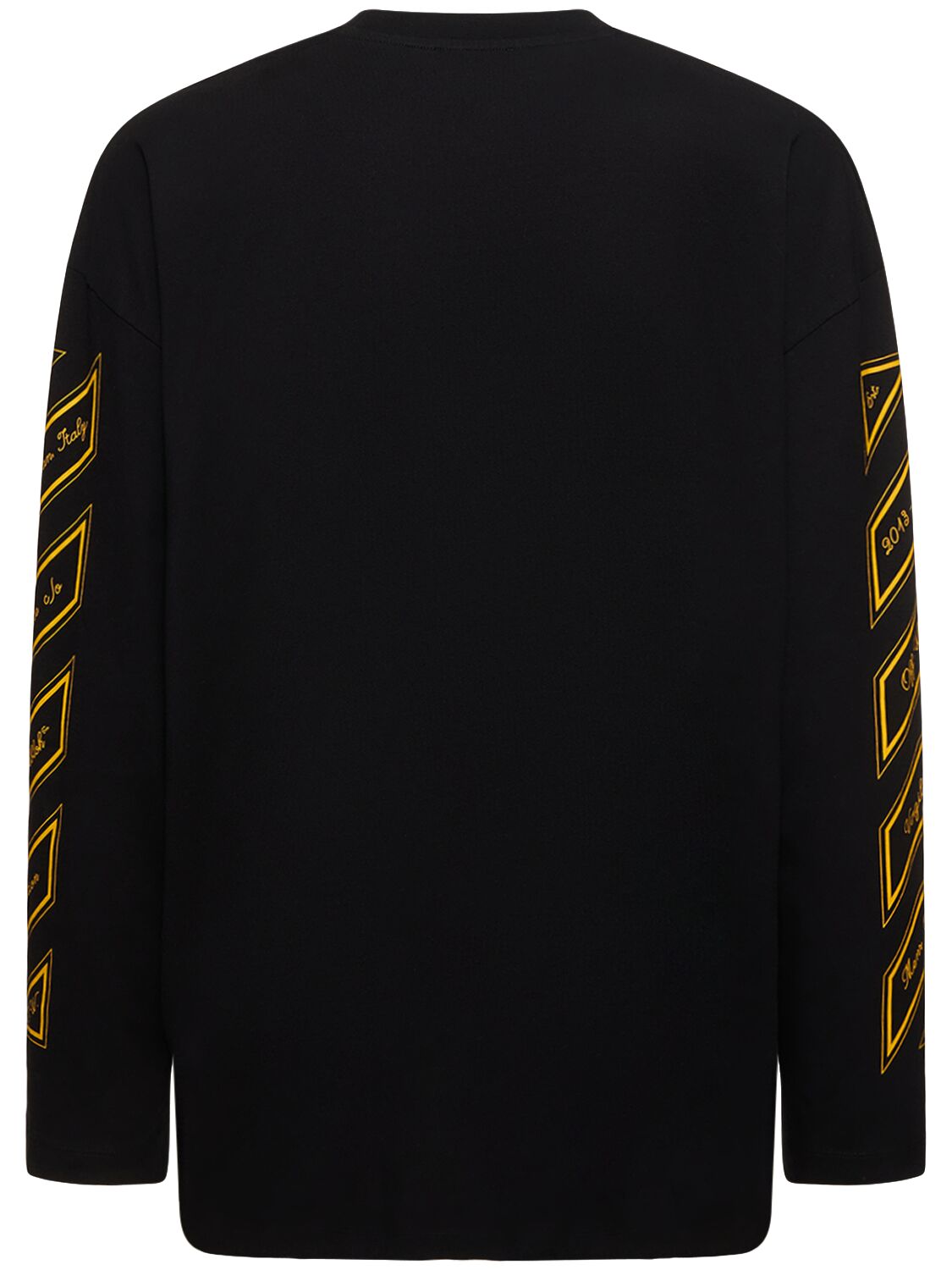 Shop Off-white Ow 23 Wide Cotton T-shirt In Black,gold