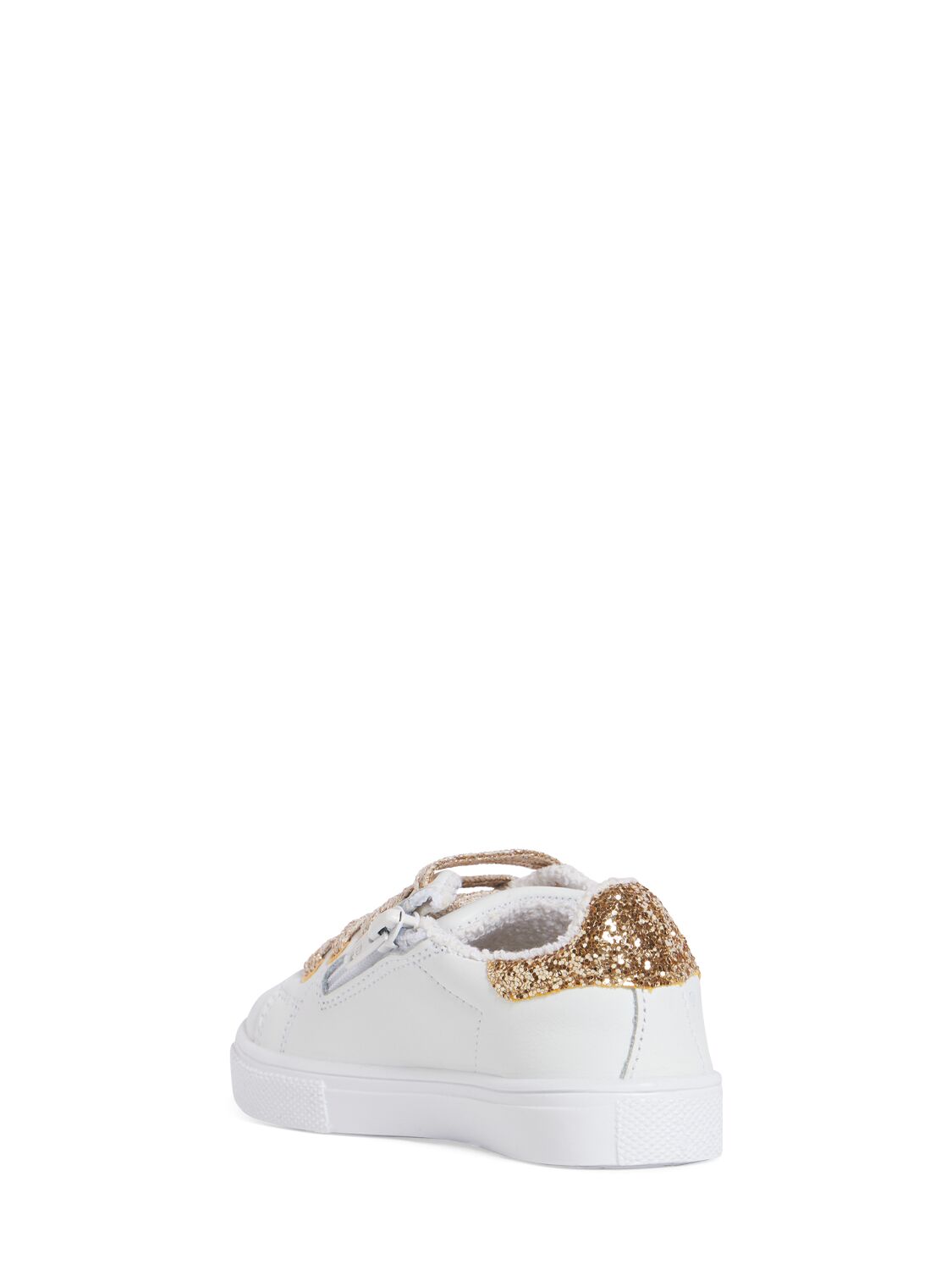 Shop Monnalisa Paperino Printed Leather Sneakers In White