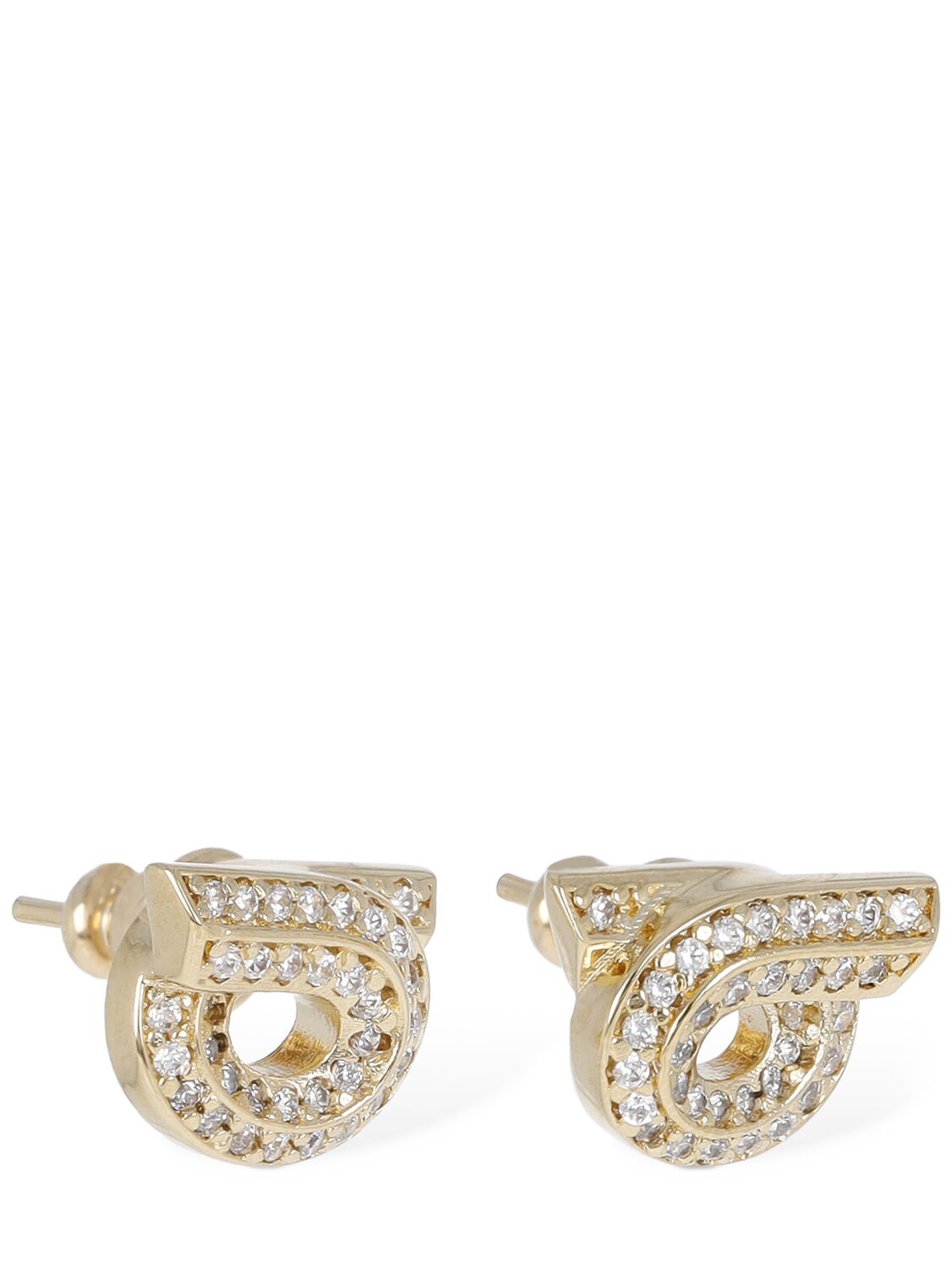 Shop Ferragamo New Gstr 14d Crystal Stud Earrings In Gold,crystal