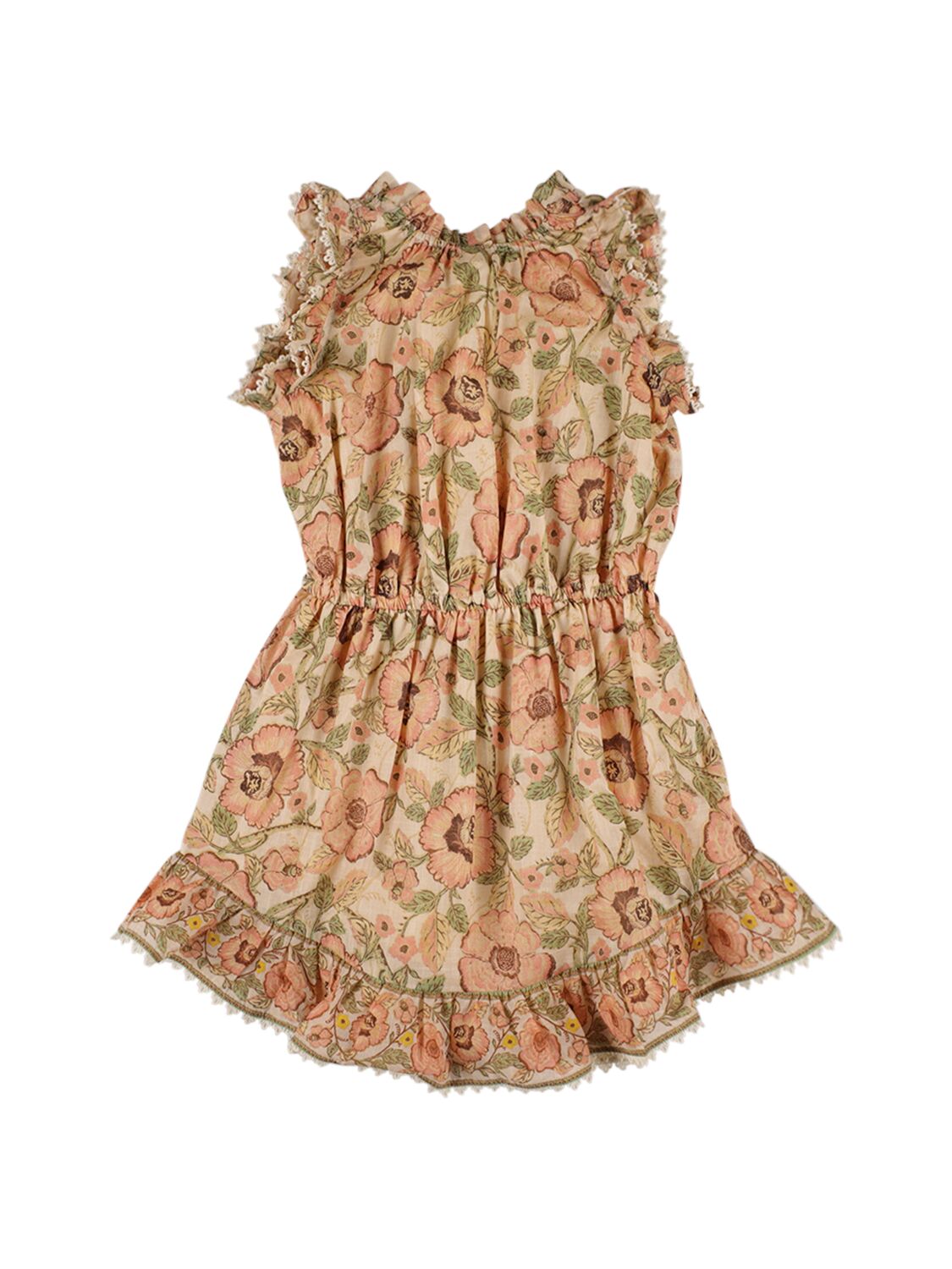 Shop Zimmermann Printed Cotton Muslin Dress In Beige
