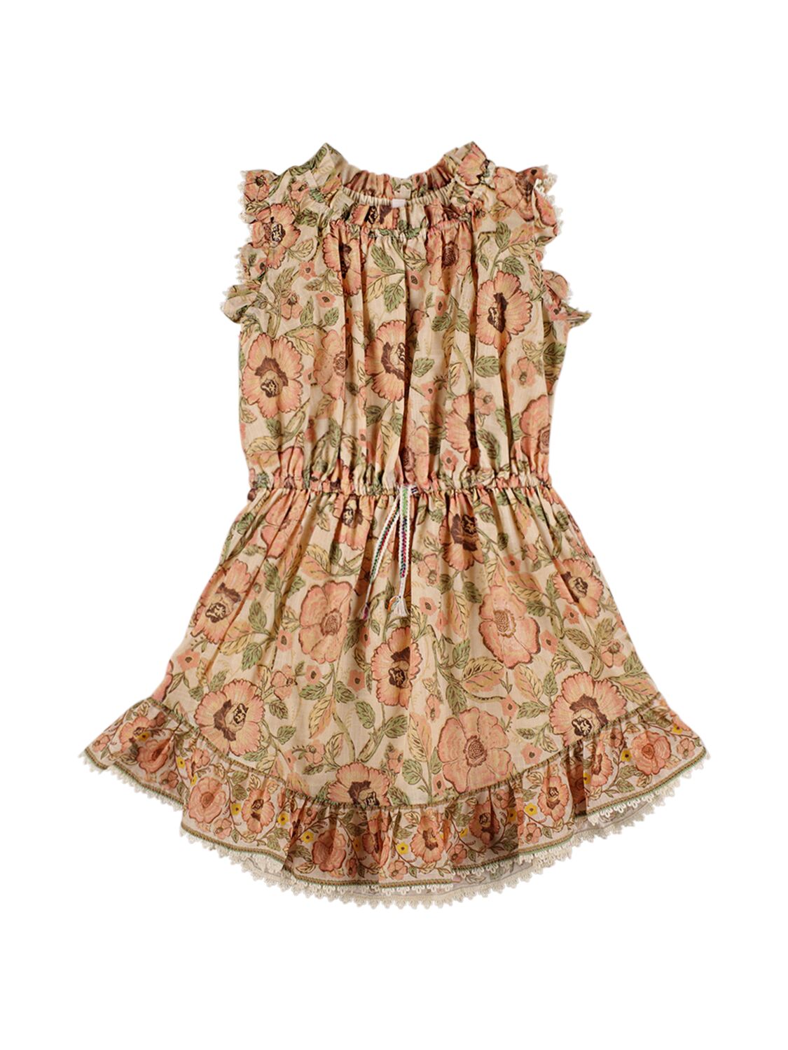 Zimmermann Kids' Printed Cotton Muslin Dress In Beige