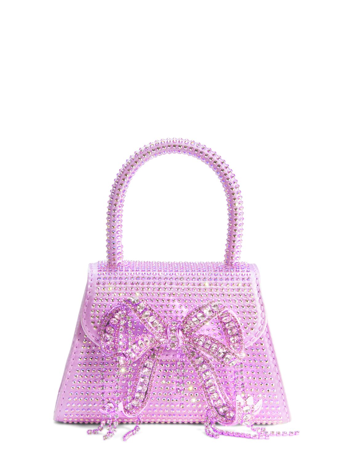 Self-portrait Micro Crystal Embellished Silk Bag In Pink