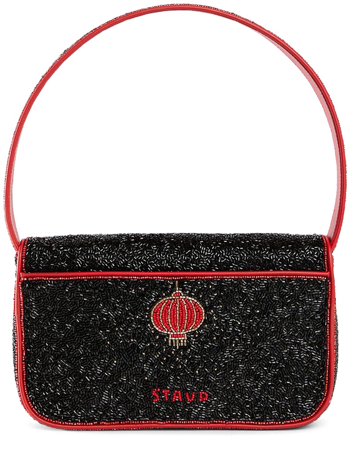 Shop Staud Tommy Beaded Shoulder Bag In Lucky Dragon