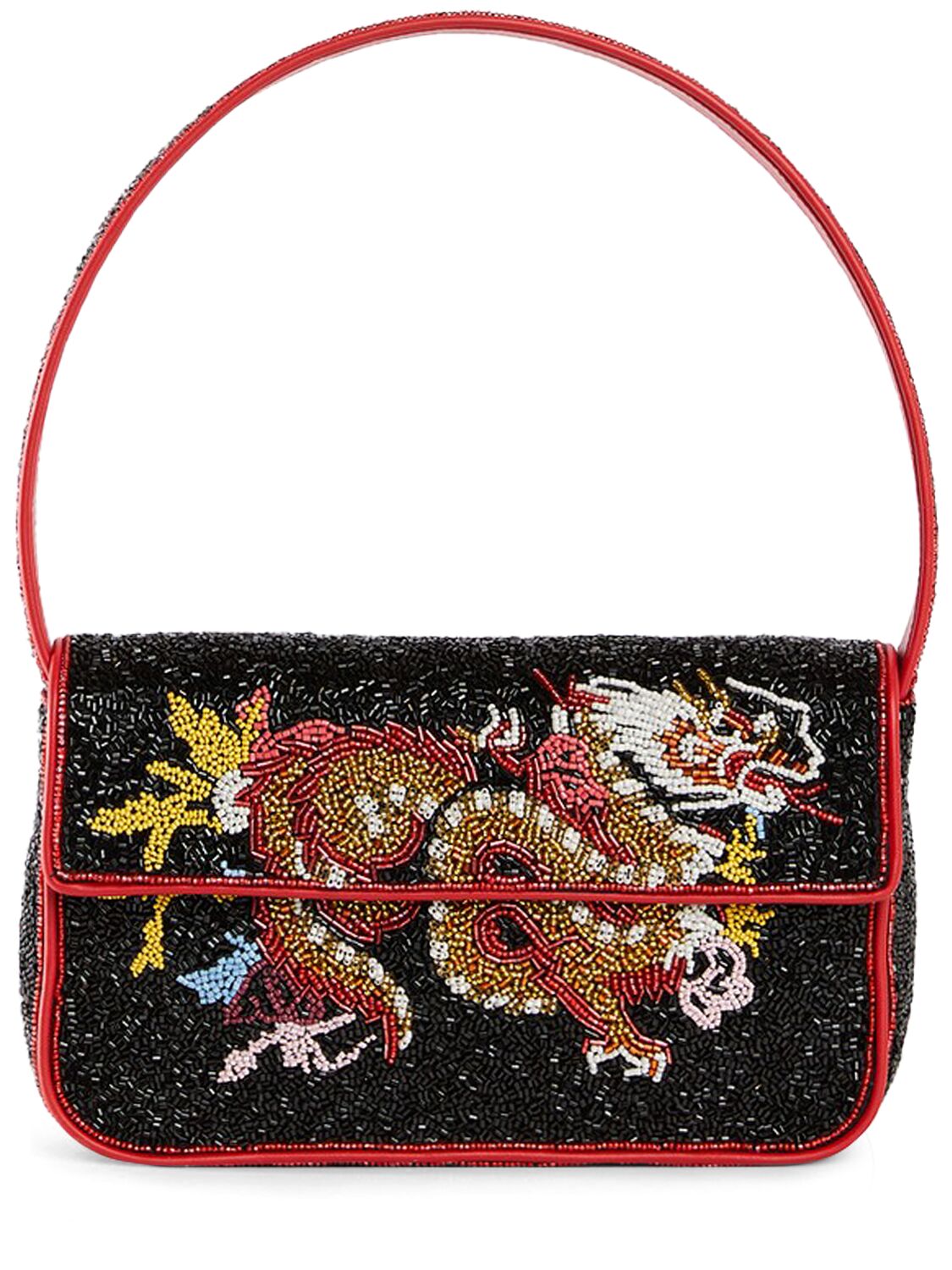 Staud Tommy Floral Shoulder Bag In Lucky Dragon