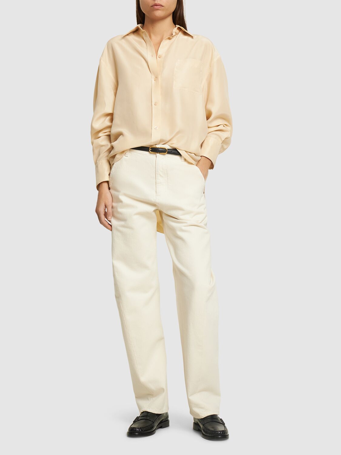 VICTORIA BECKHAM TWISTED LOW-RISE SLOUCH DENIM JEANS 