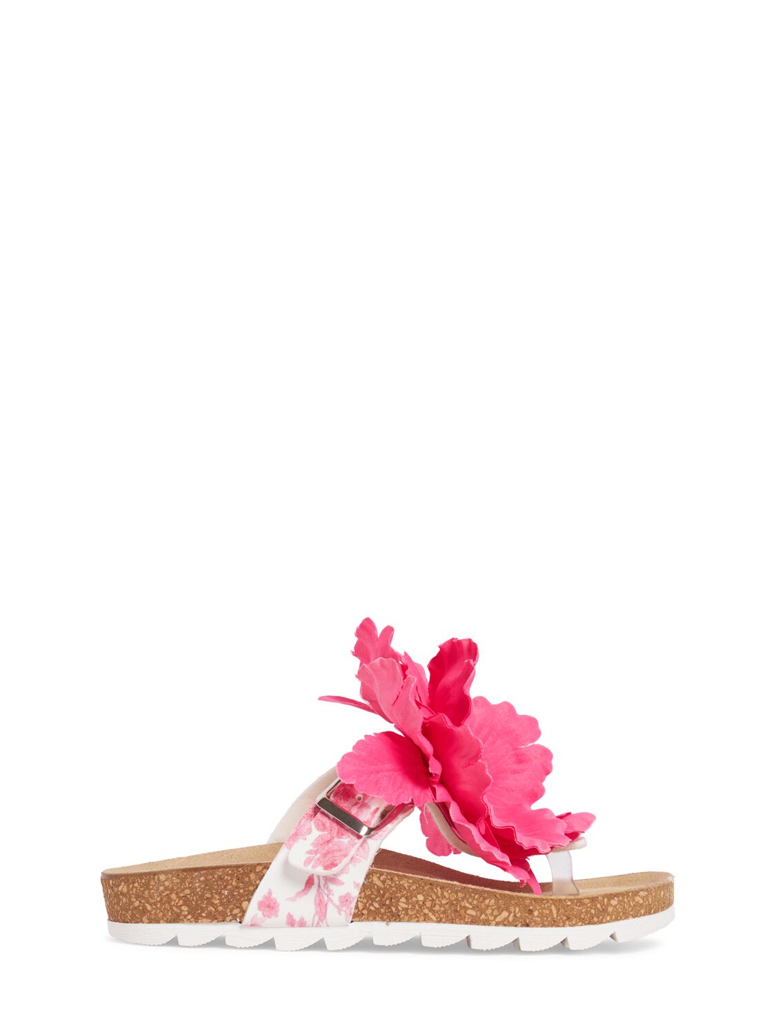 Monnalisa Kids' Sandals W/ Flowers & Glitter In Fuchsia