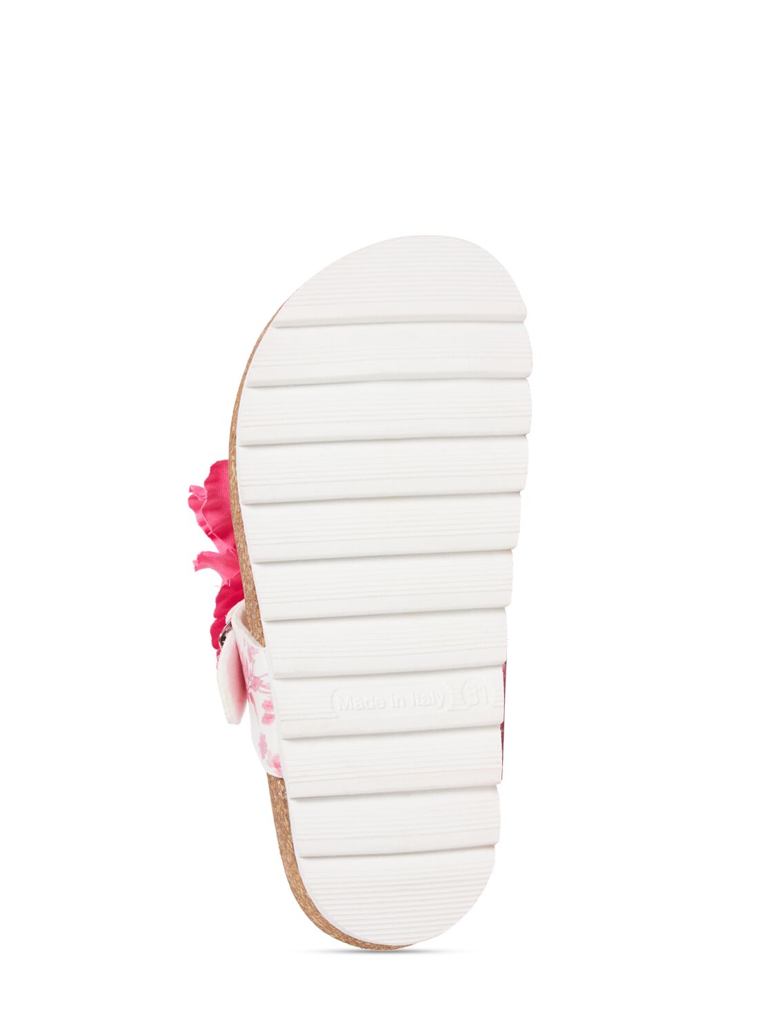 Shop Monnalisa Sandals W/ Flowers & Glitter In Fuchsia