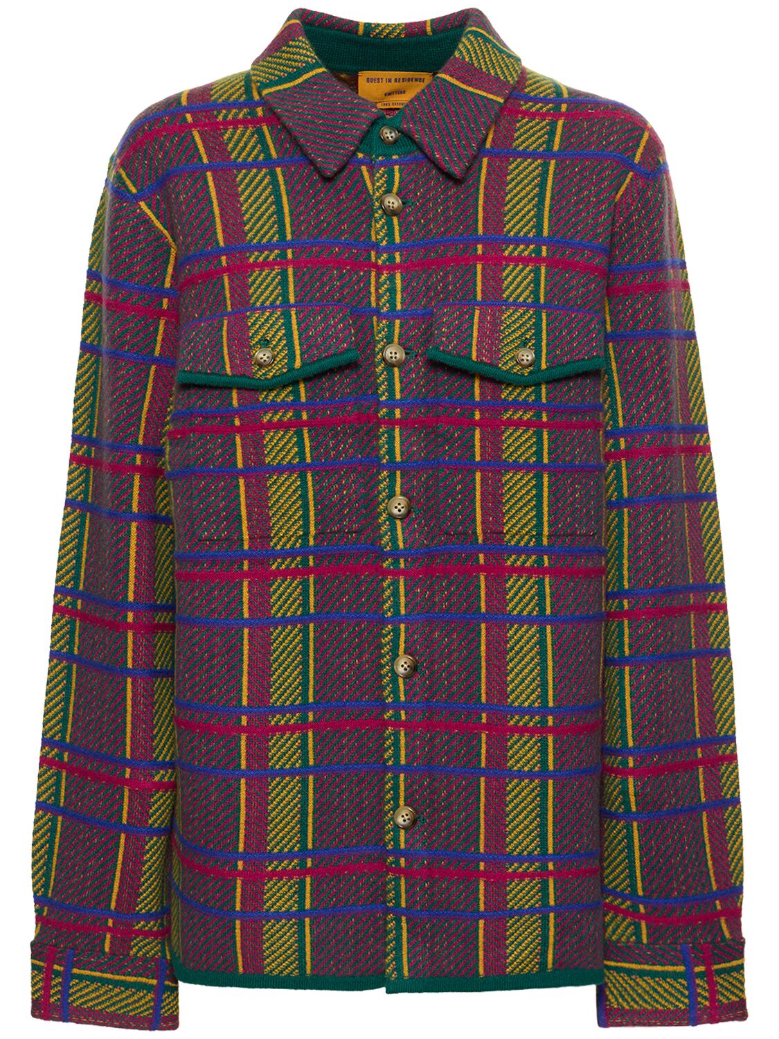 Shop Guest In Residence The Plaidwork Cashmere Shirt In Green,multi
