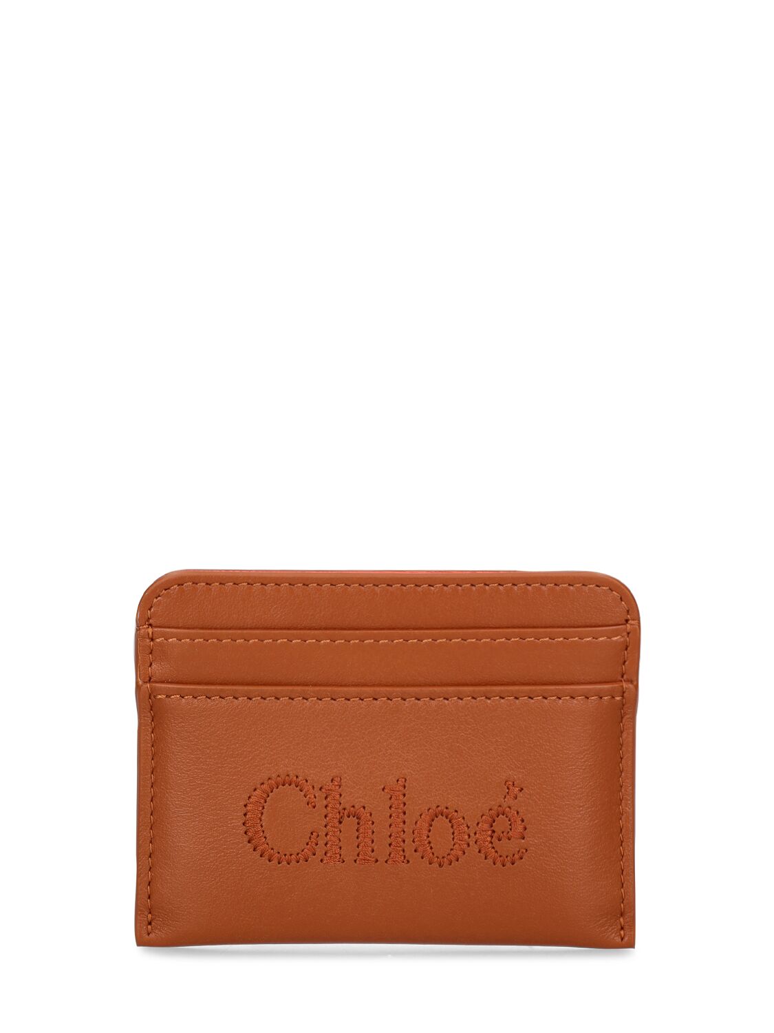 Shop Chloé Chloe Sense Leather Card Holder In Caramel