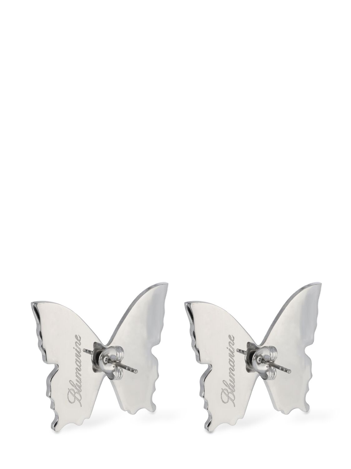Shop Blumarine Butterfly Crystal Stud Earrings In Silver