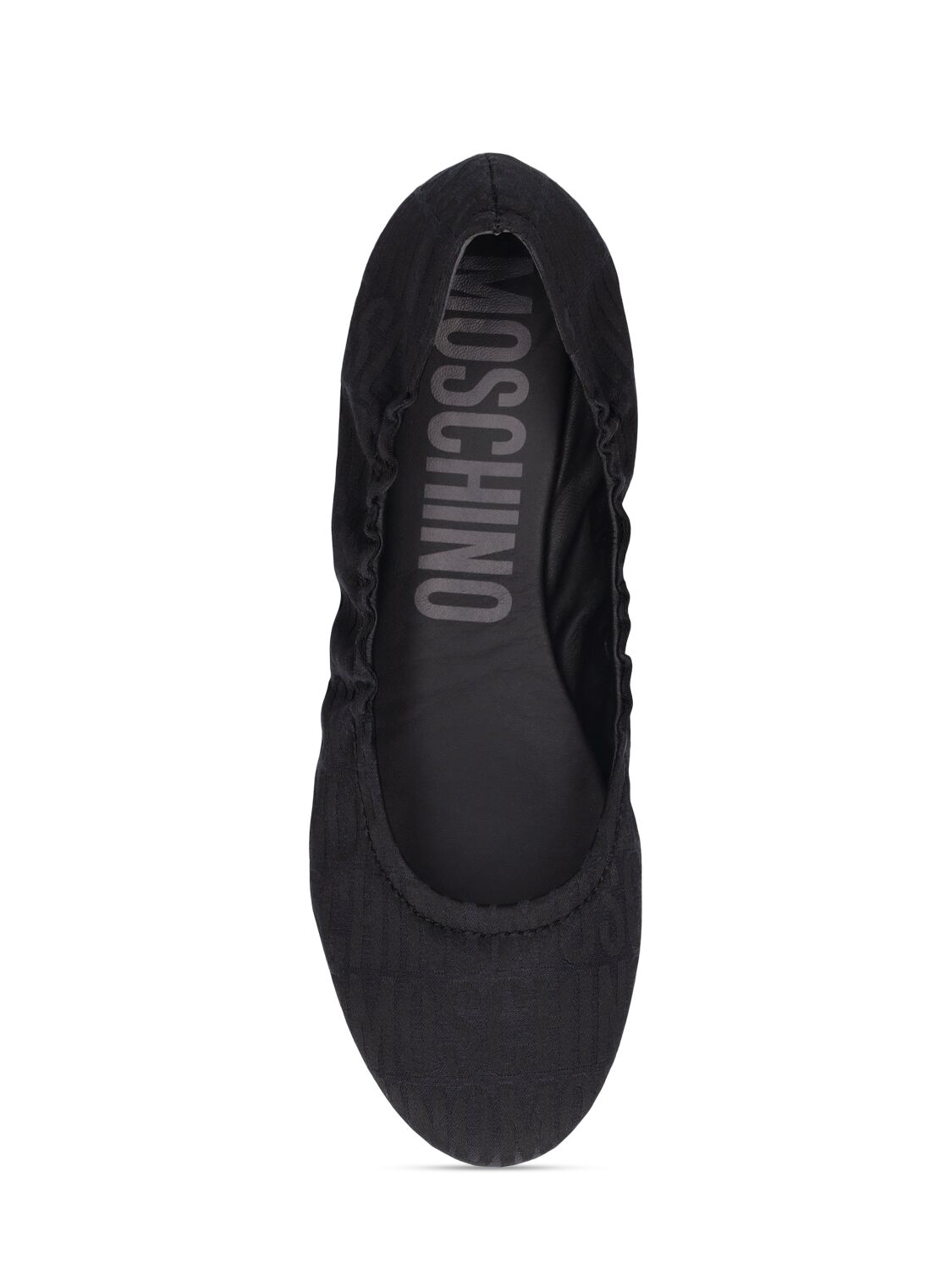 Shop Moschino 10mm Logo Jacquard Ballerina Flats In Black