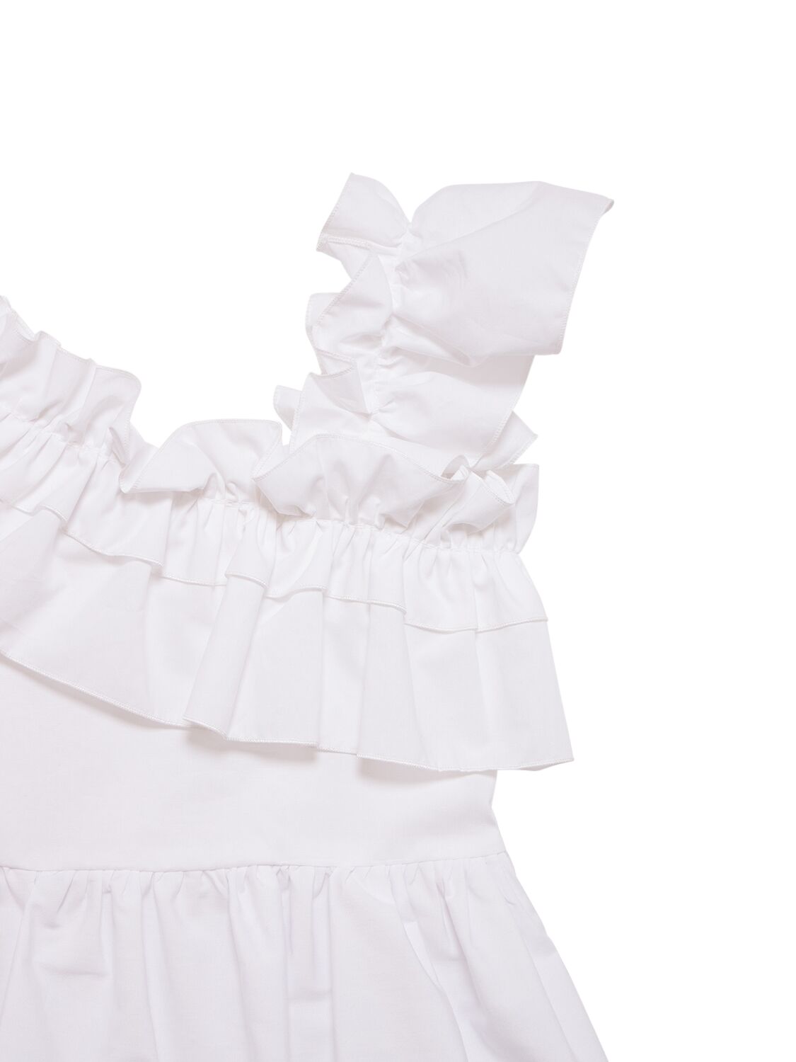 Shop Monnalisa Printed Cotton Poplin Dress In White