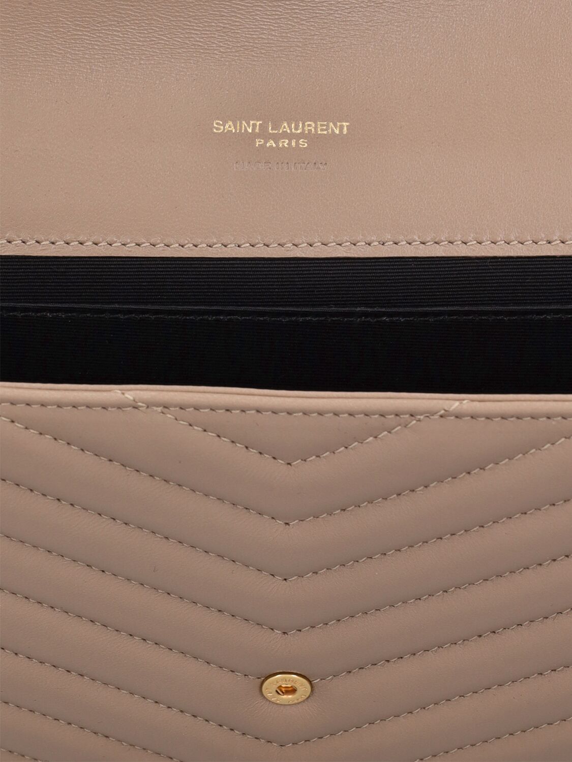 Shop Saint Laurent Leather Flap Pouch In Dusty Grey