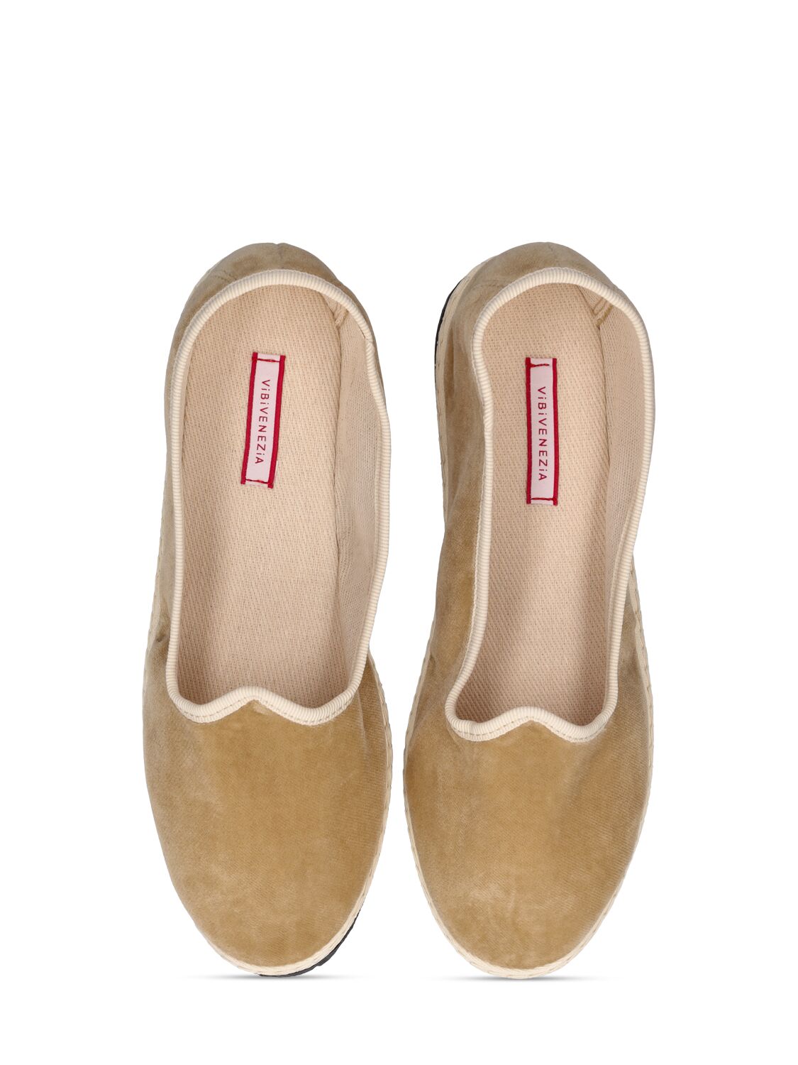 Shop Vibi Venezia Cotton Velvet Loafers In Beige