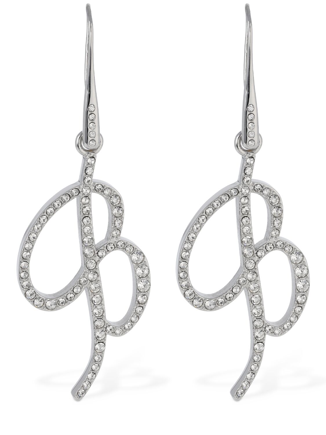 Blumarine B Logo Crystal Earrings In 银色