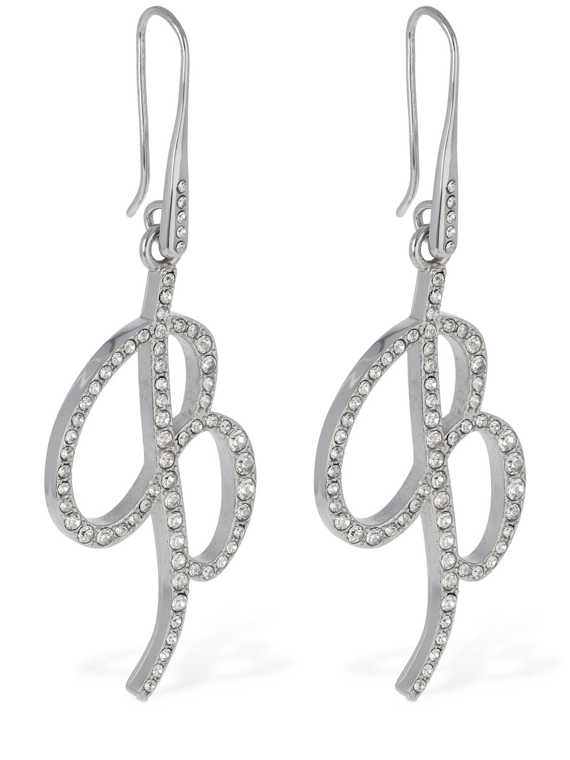 Shop Blumarine B Logo Crystal Earrings In 银色
