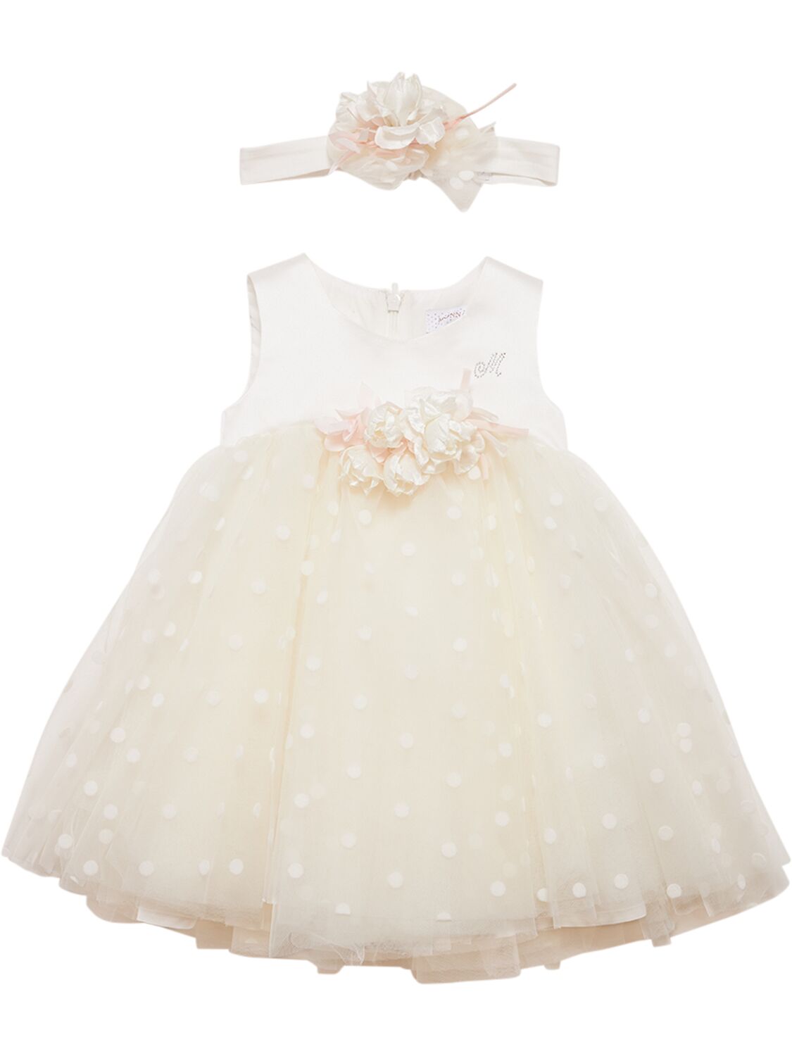 Monnalisa Babies' Tulle Maxi Dress In Cream